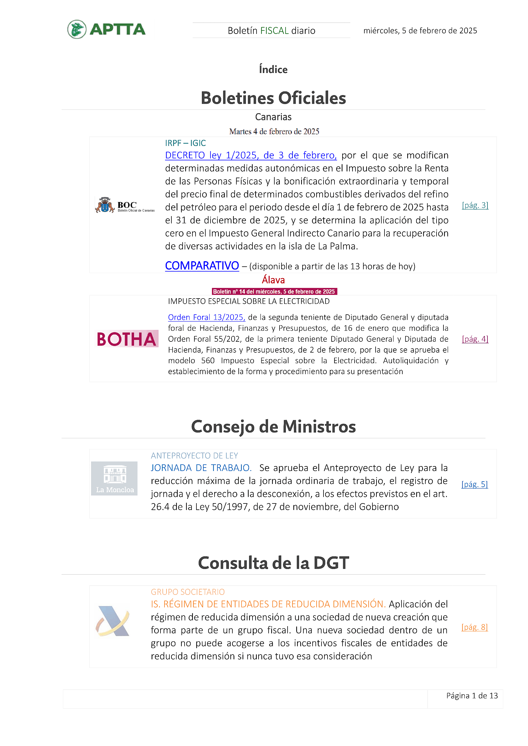 Boletín fiscal 05/02/2025