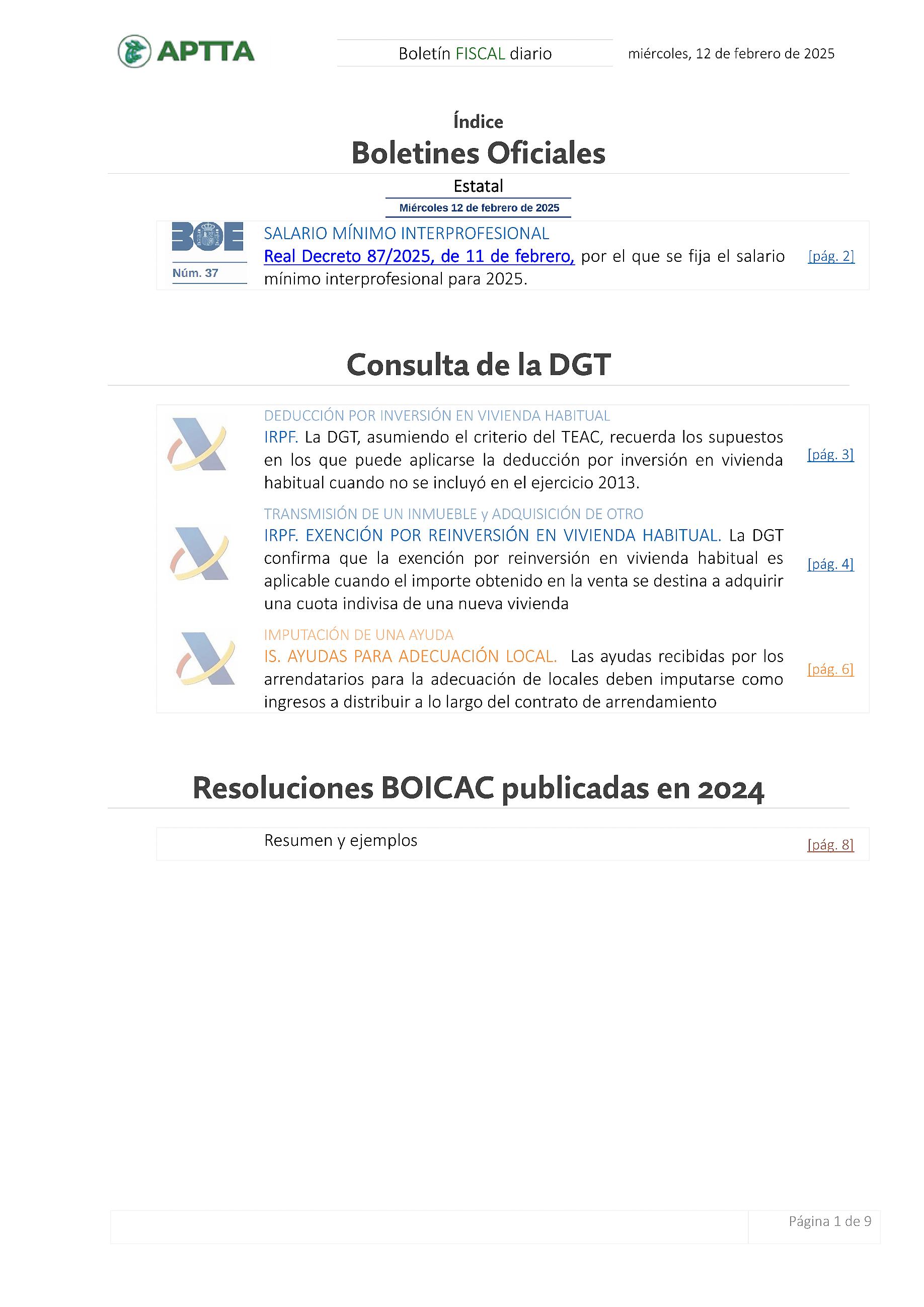 Boletín fiscal 12/02/2025