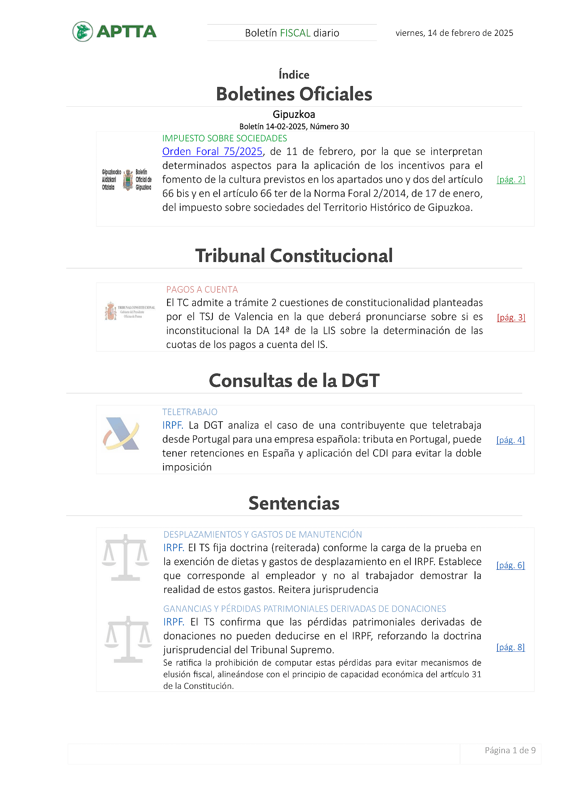 Boletín fiscal 14/02/2025