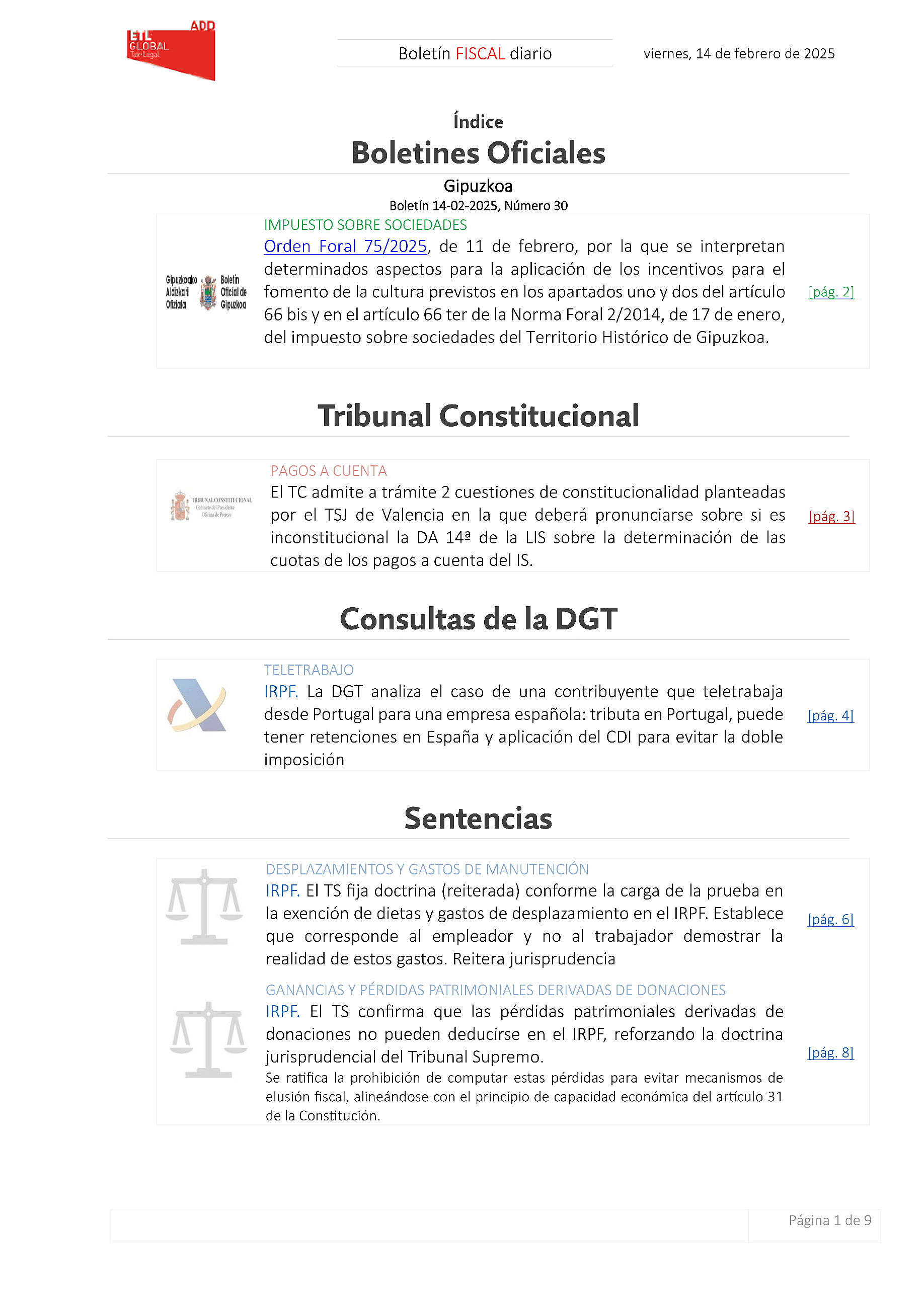 Boletín fiscal 14/02/2025