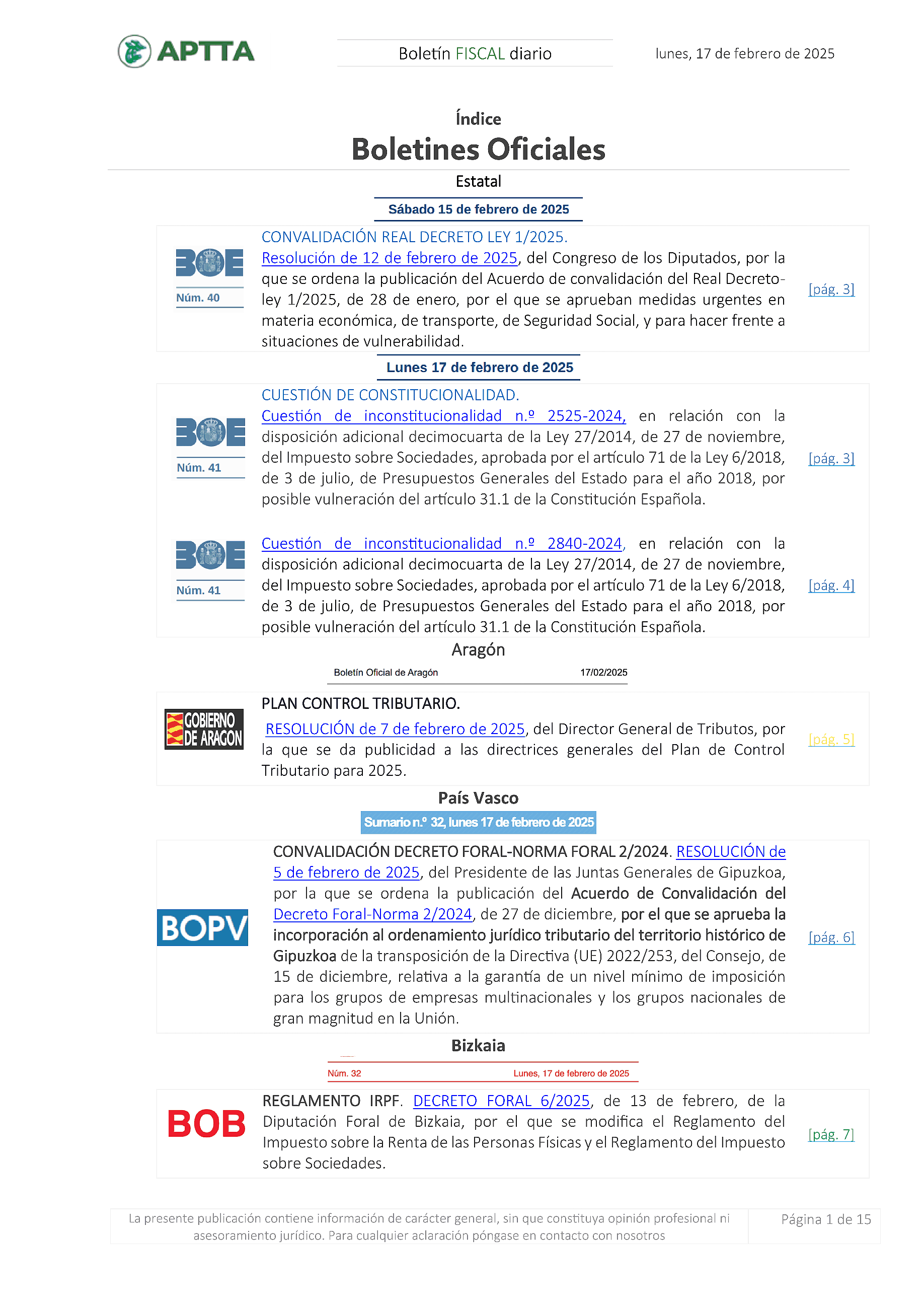 Boletín fiscal 17/02/2025