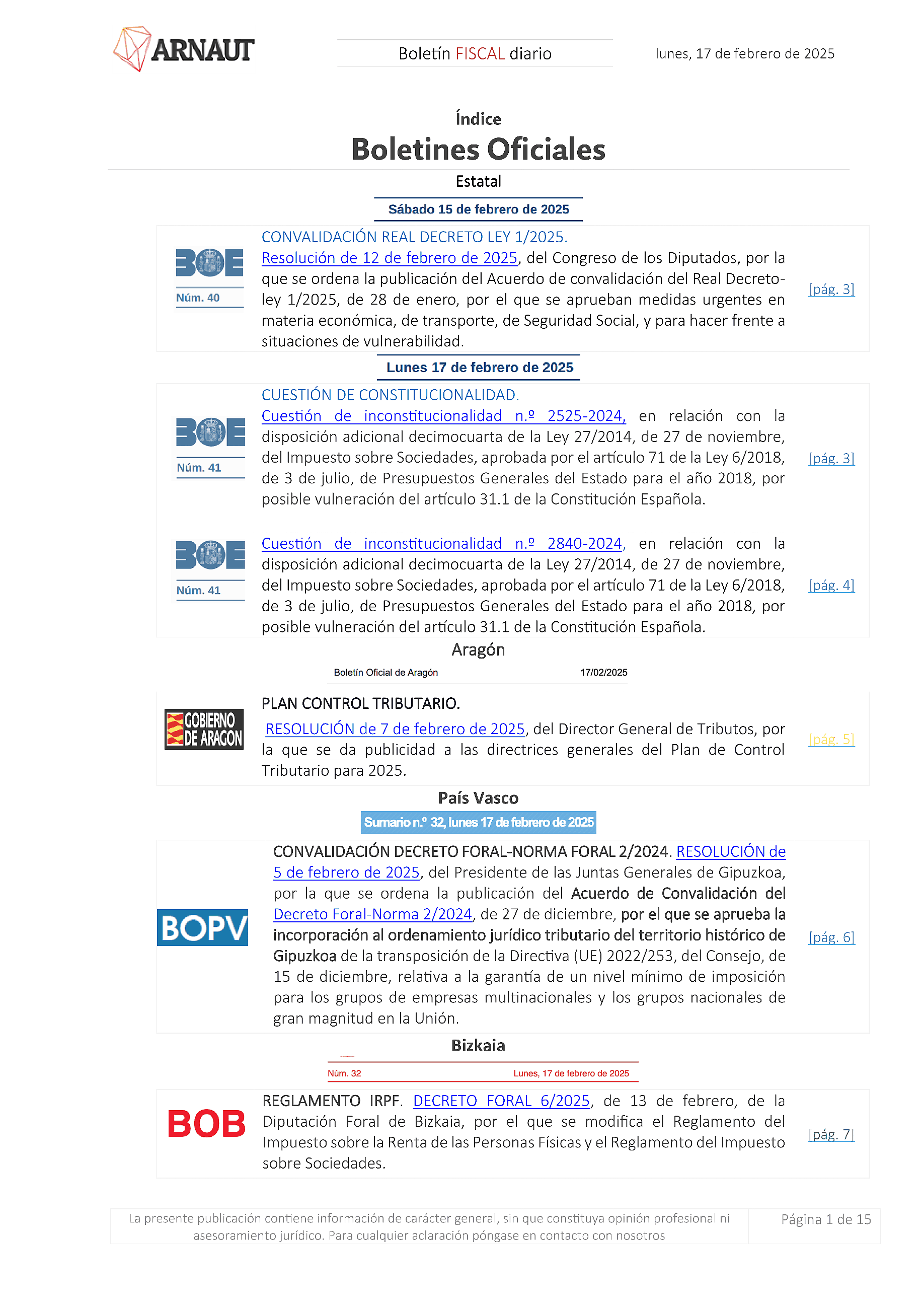 Boletín fiscal 17/02/2025