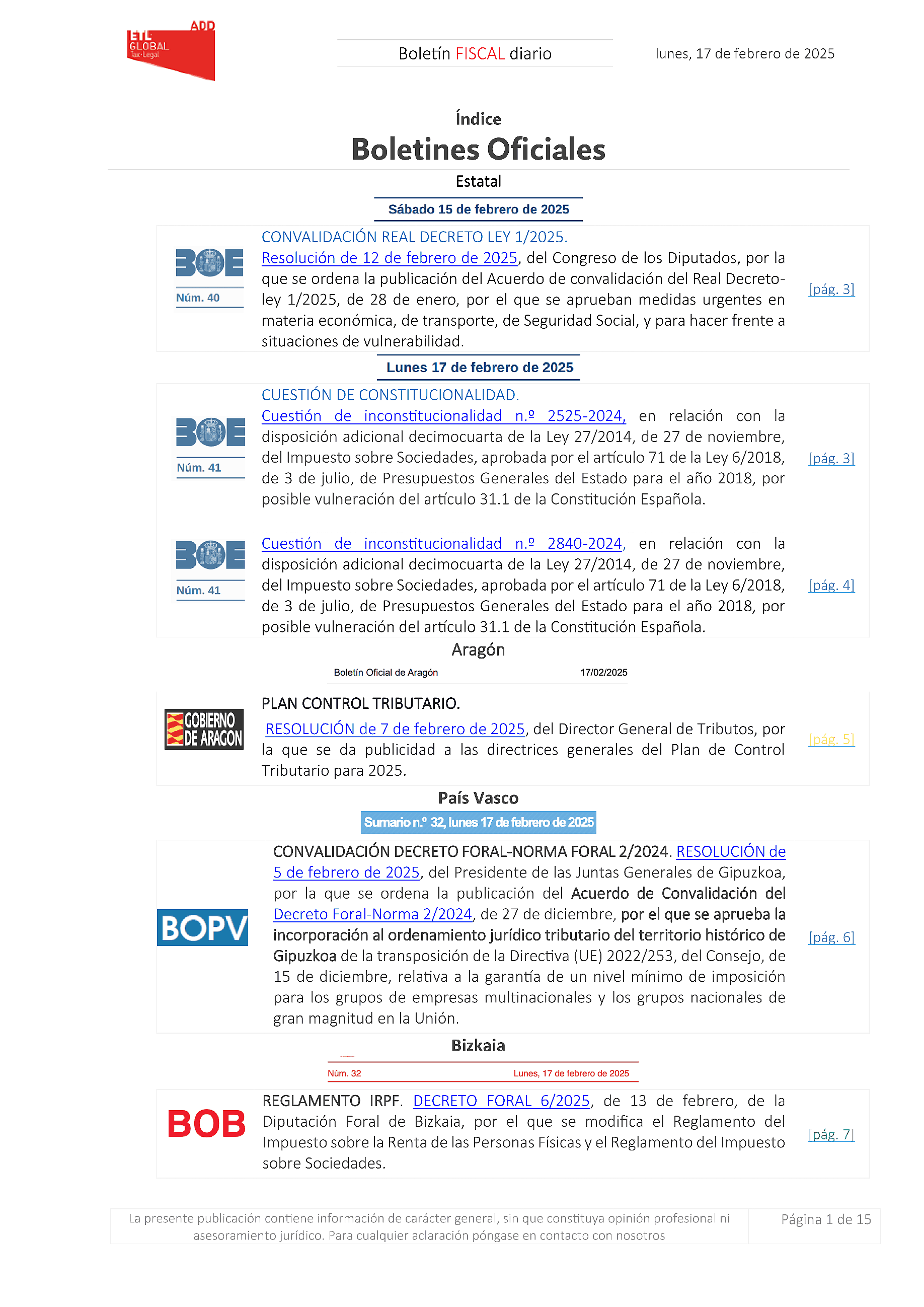 Boletín fiscal 17/02/2025