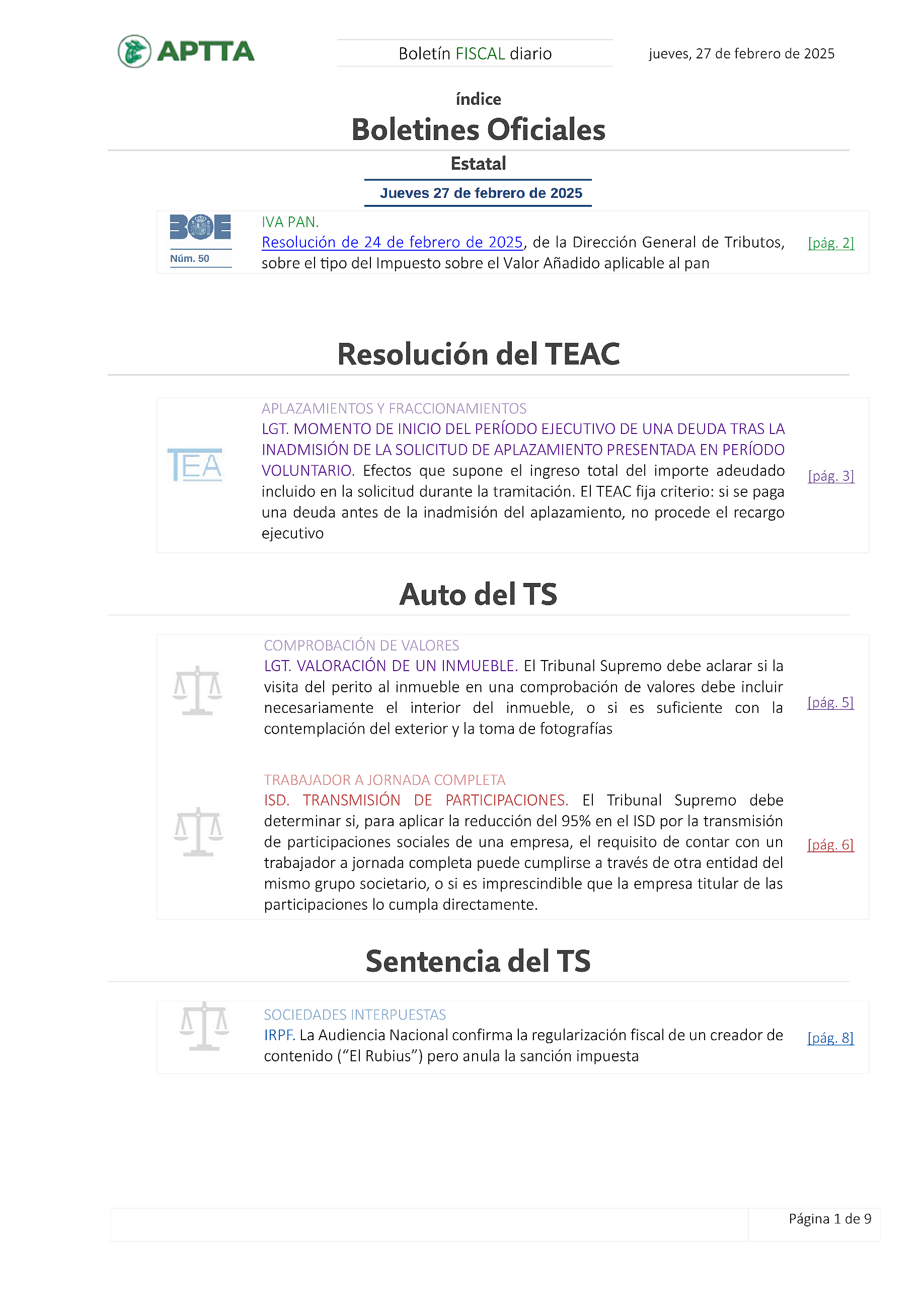 Boletín fiscal 27/02/2025