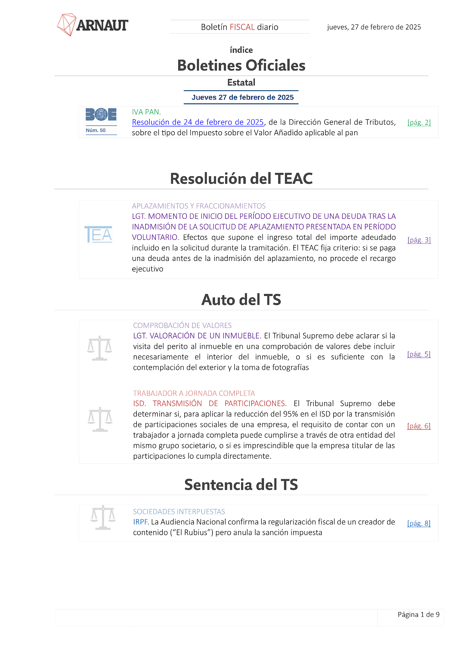 Boletín fiscal 27/02/2025