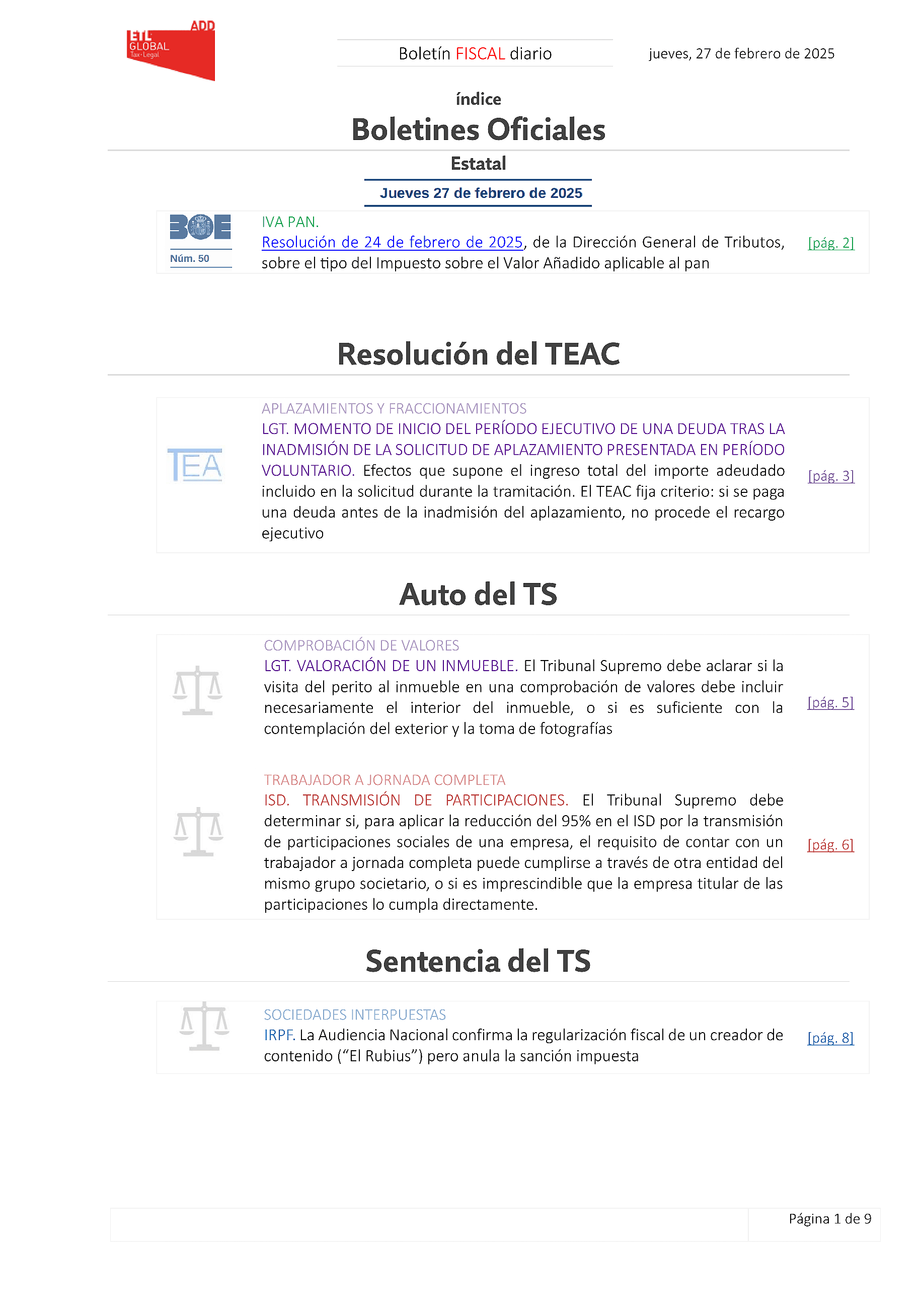 Boletín fiscal 27/02/2025