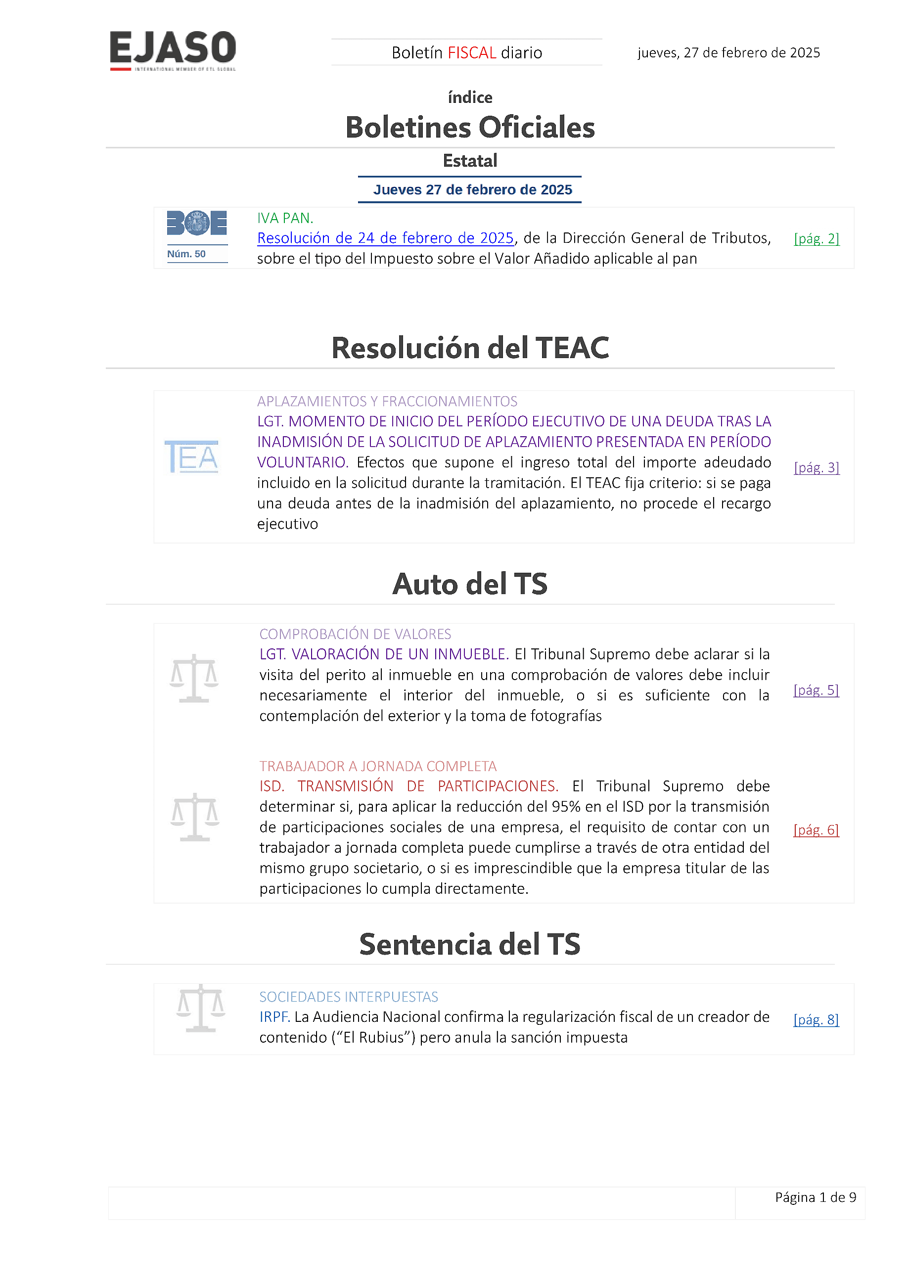 Boletín fiscal 27/02/2025