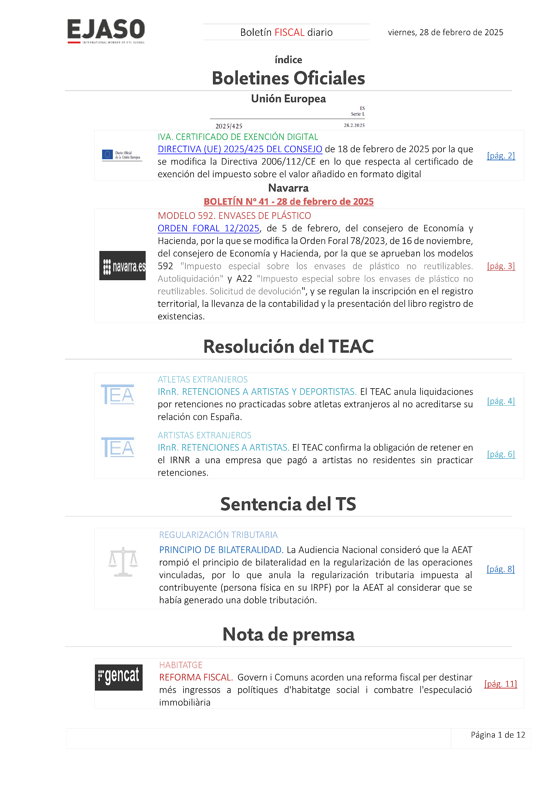 Boletín fiscal 28/02/2025