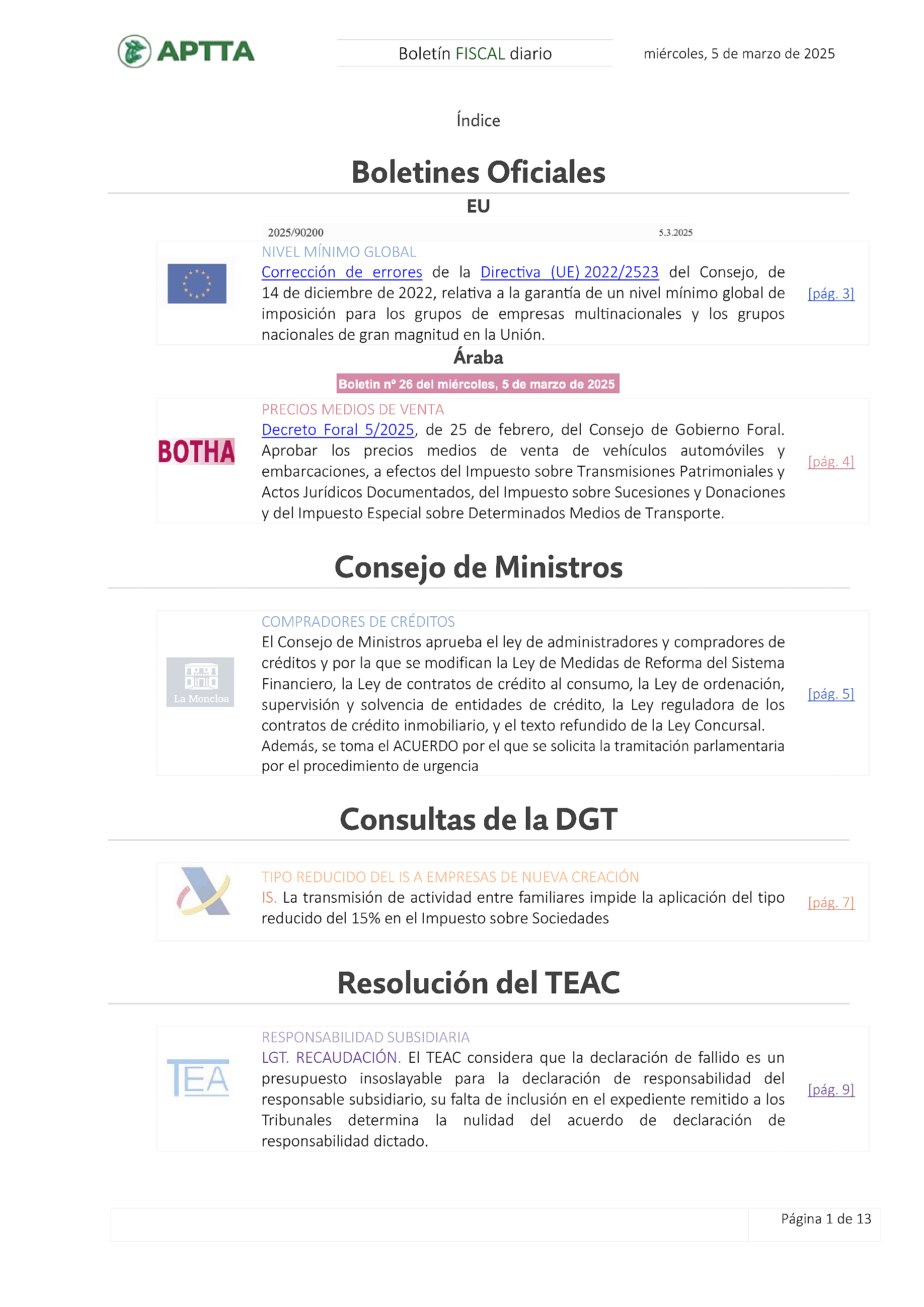 Boletín fiscal 05/03/2025