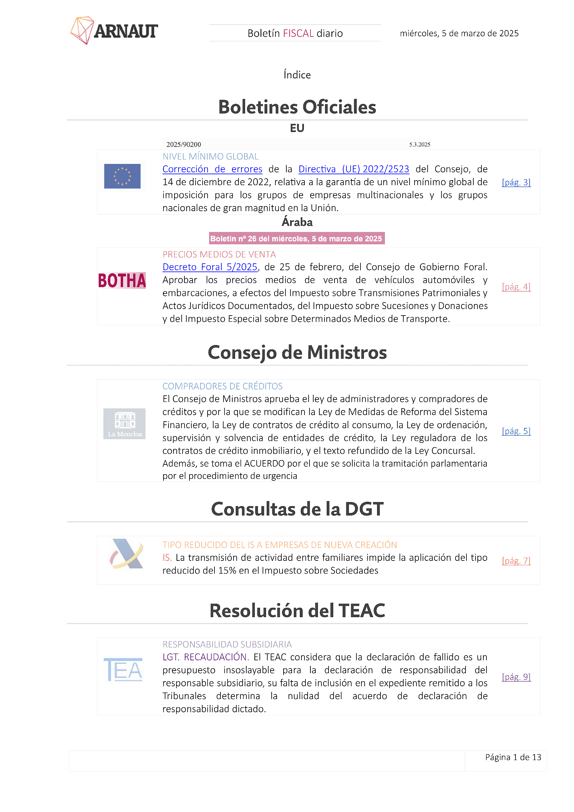 Boletín fiscal 05/03/2025