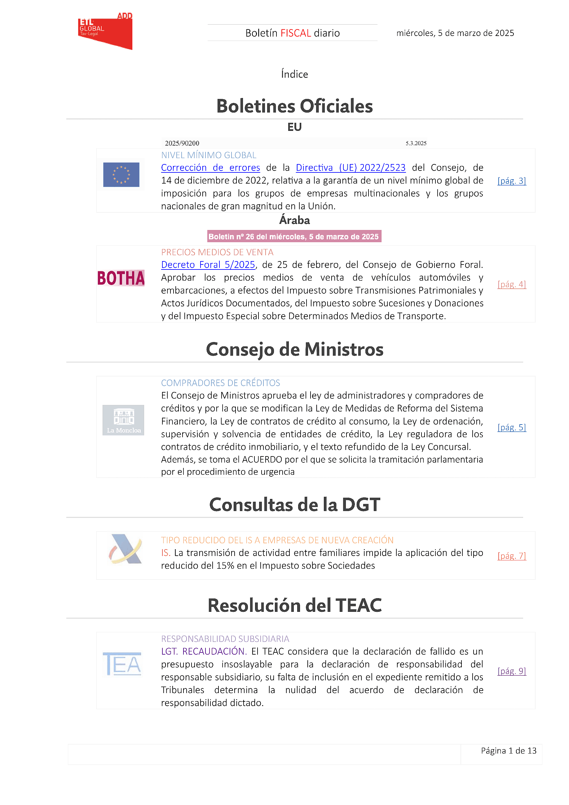 Boletín fiscal 05/03/2025
