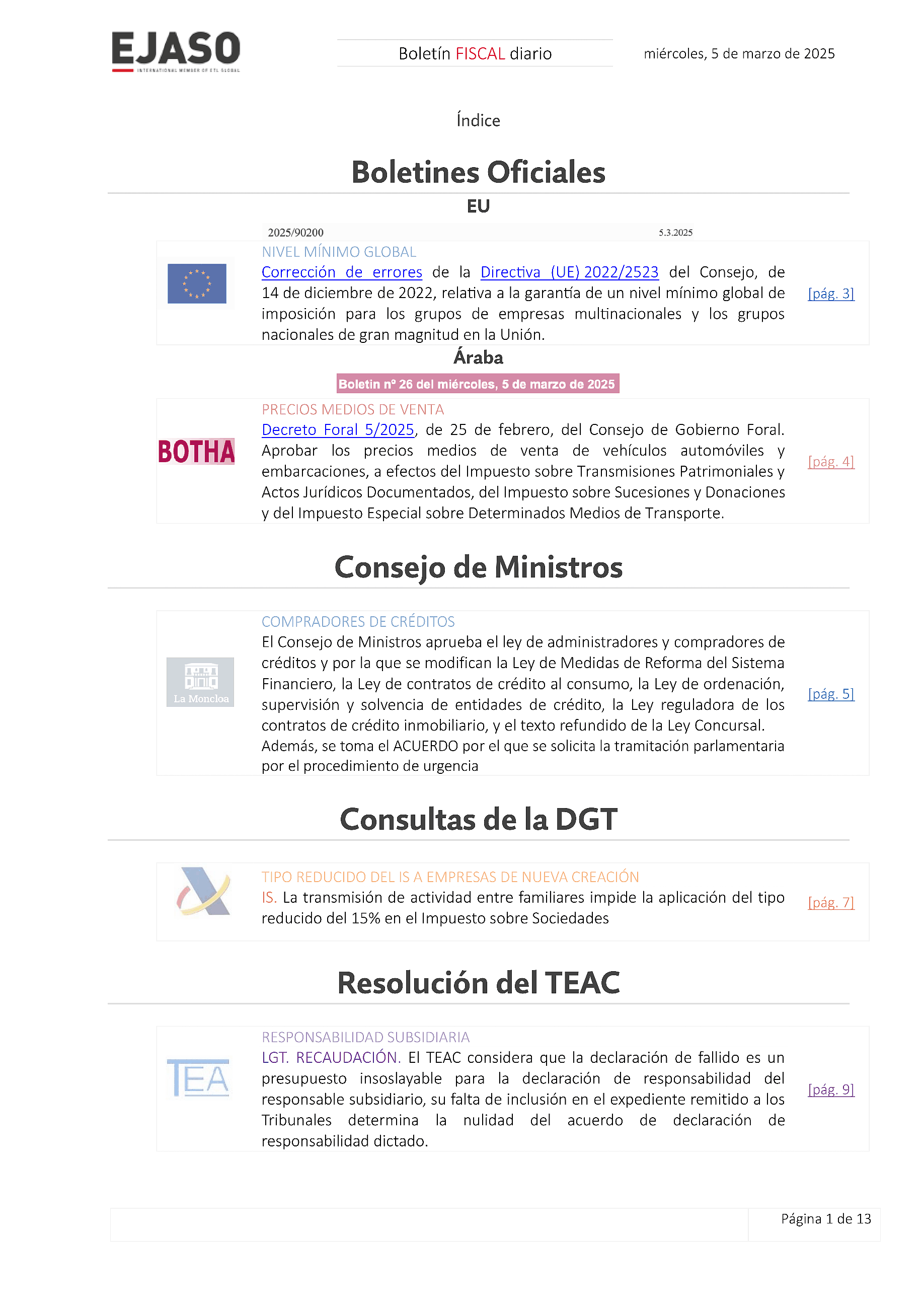 Boletín fiscal 05/03/2025