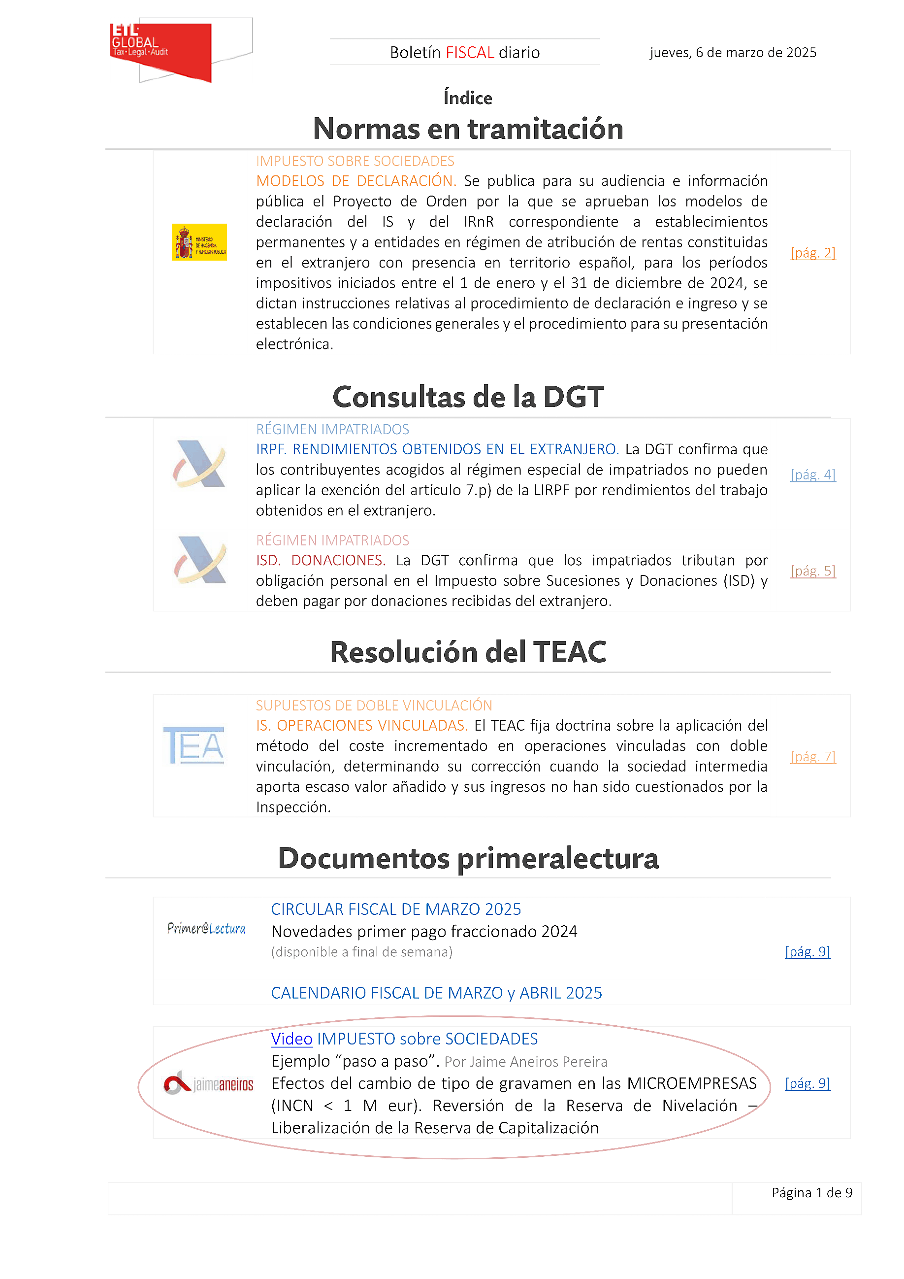 Boletín fiscal 06/03/2025