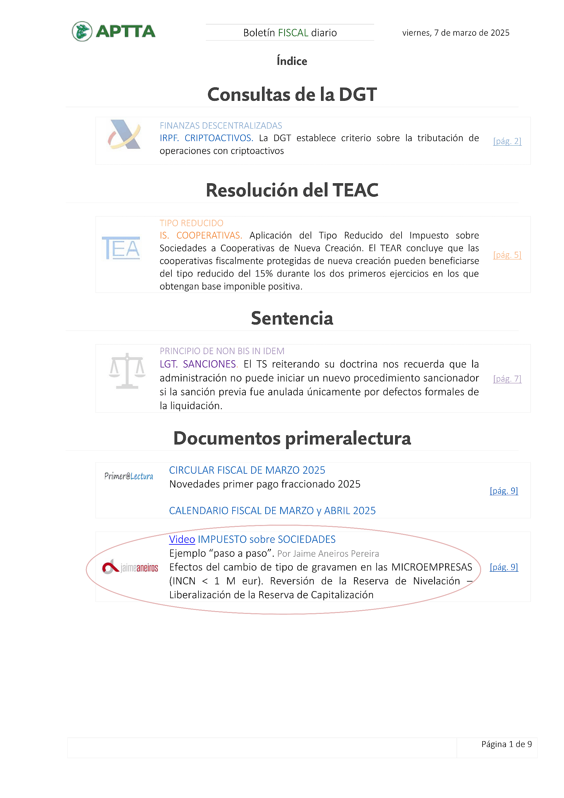 Boletín fiscal 07/03/2025