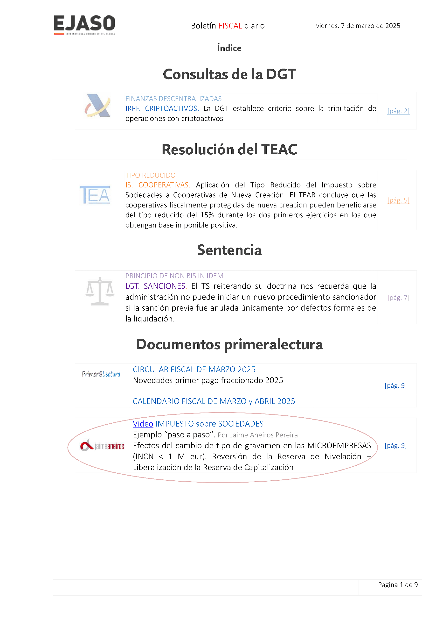 Boletín fiscal 07/03/2025