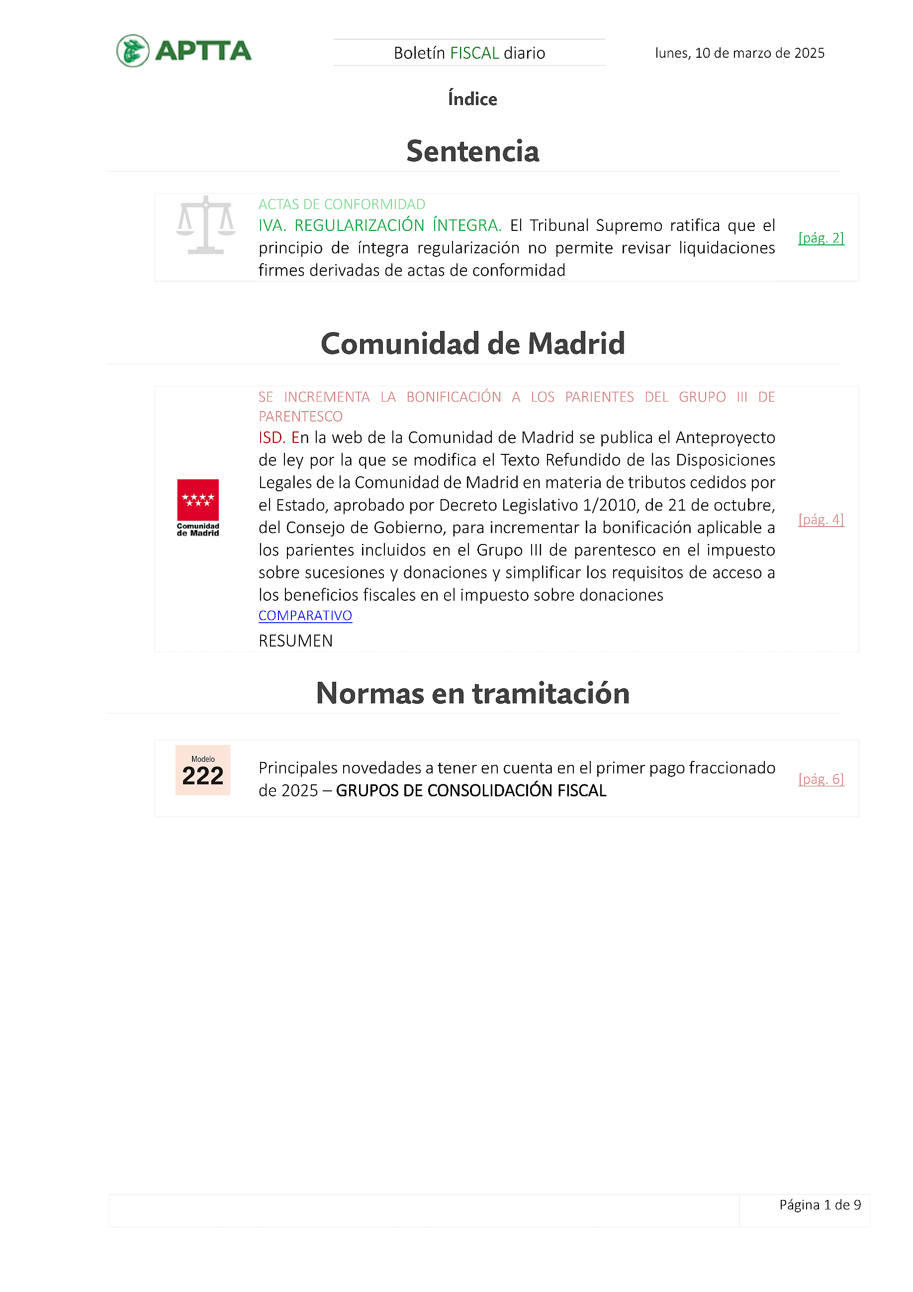 Boletín fiscal 10/03/2025