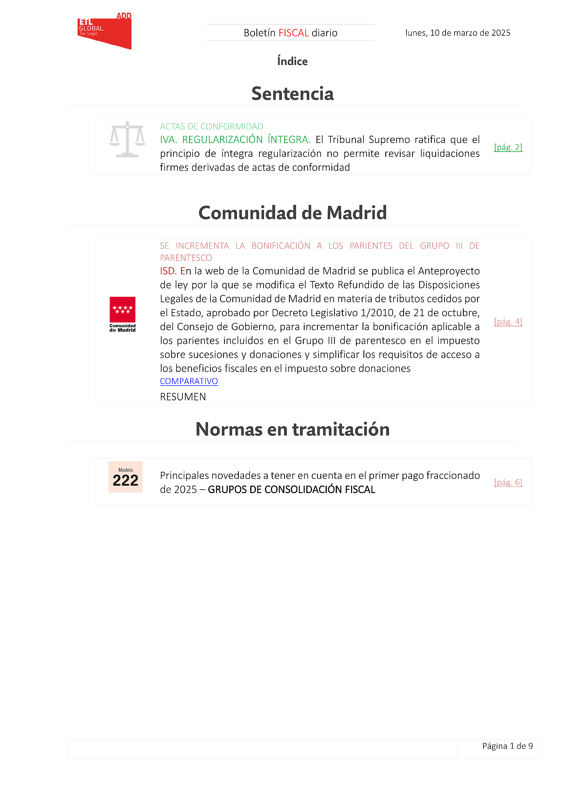 Boletín fiscal 10/03/2025