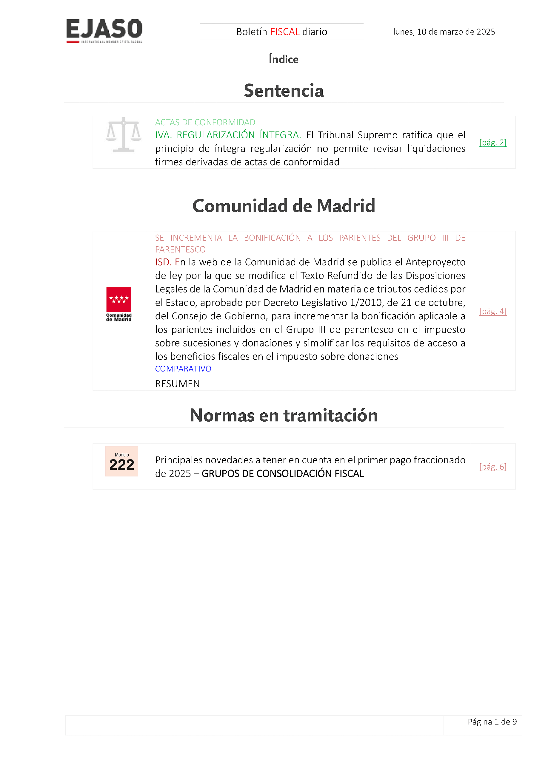 Boletín fiscal 10/03/2025