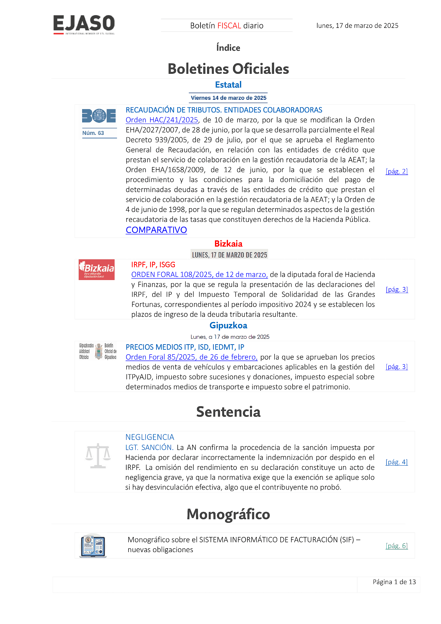 Boletín fiscal 17/03/2025