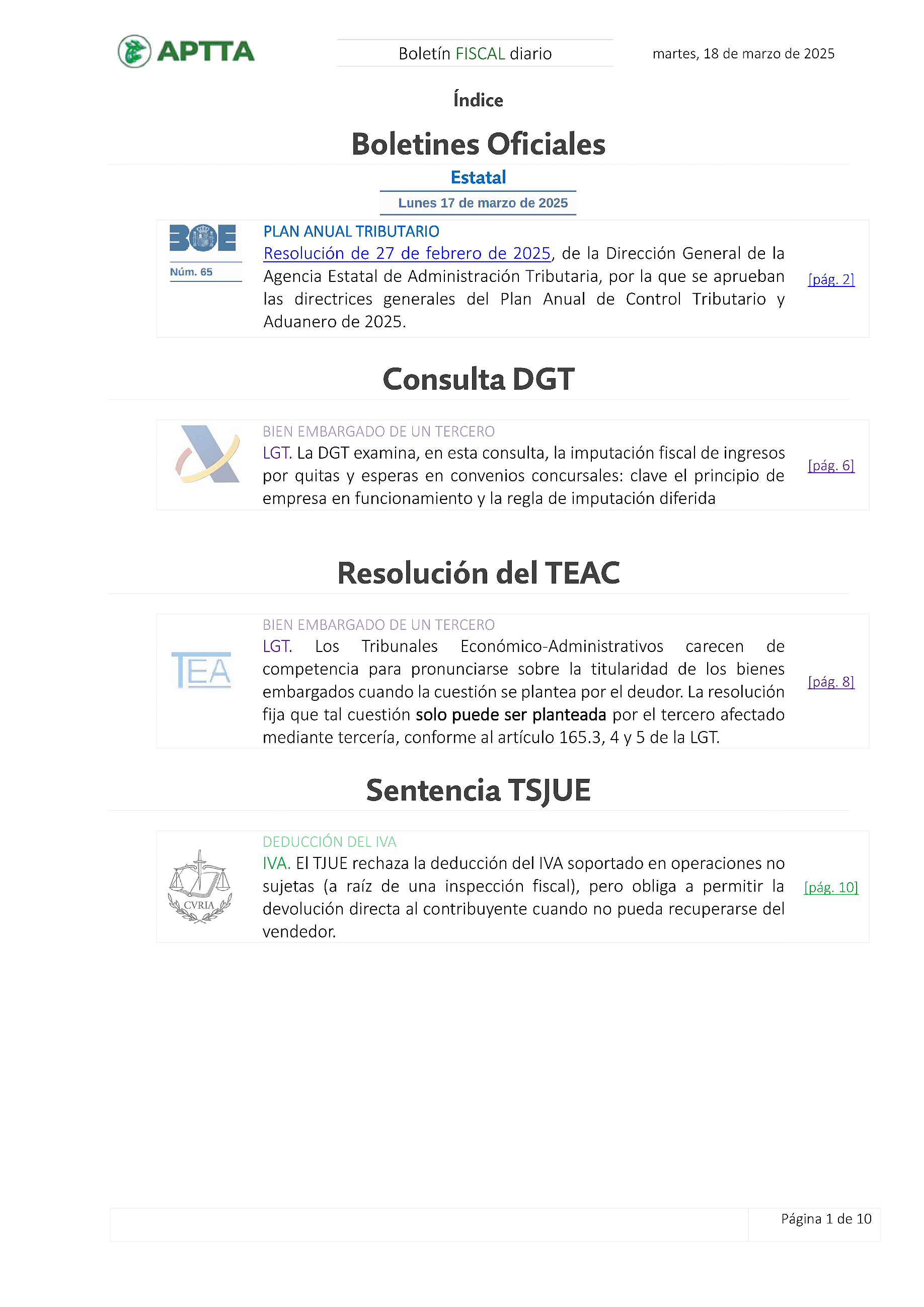 Boletín fiscal 18/03/2025