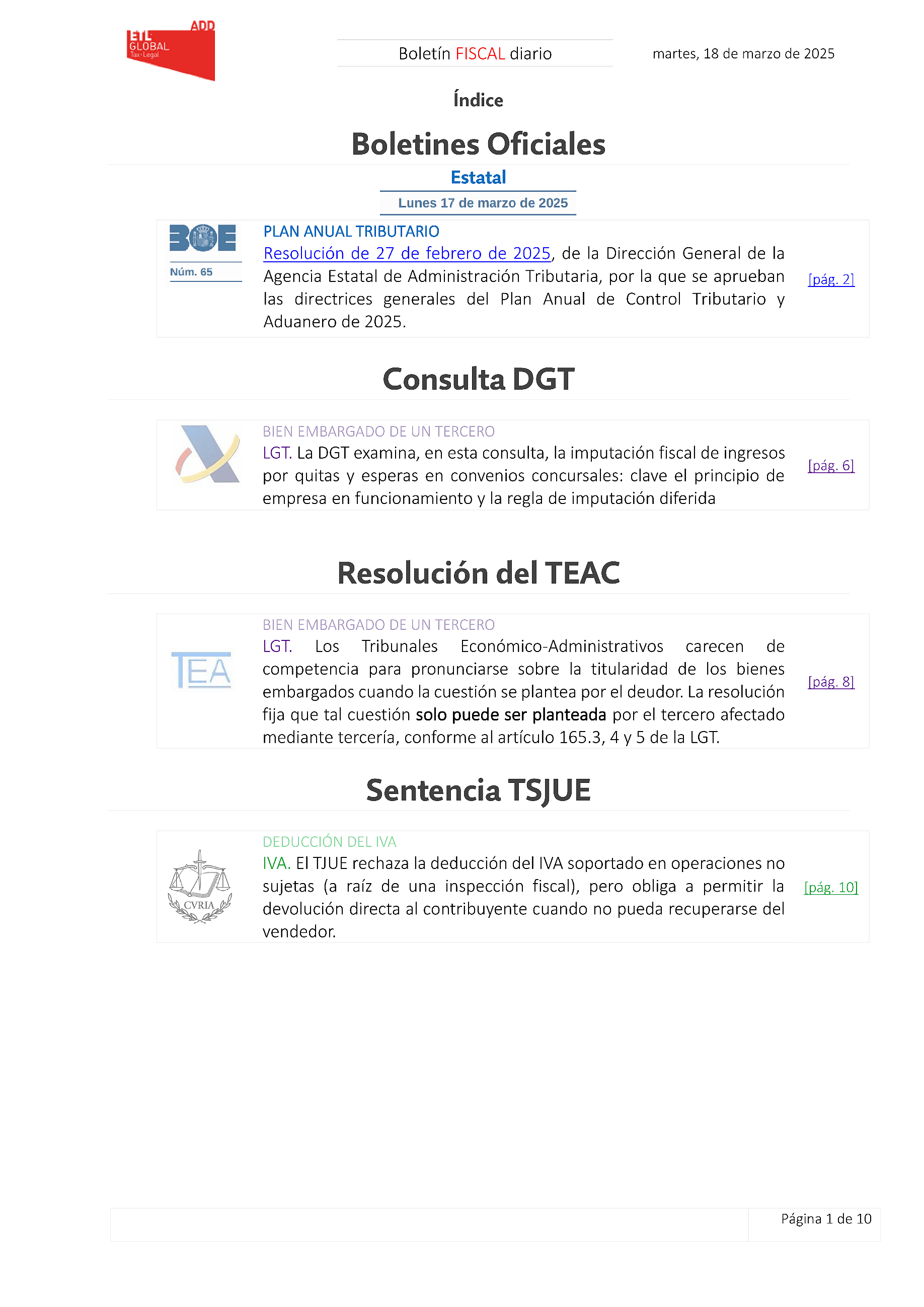 Boletín fiscal 18/03/2025