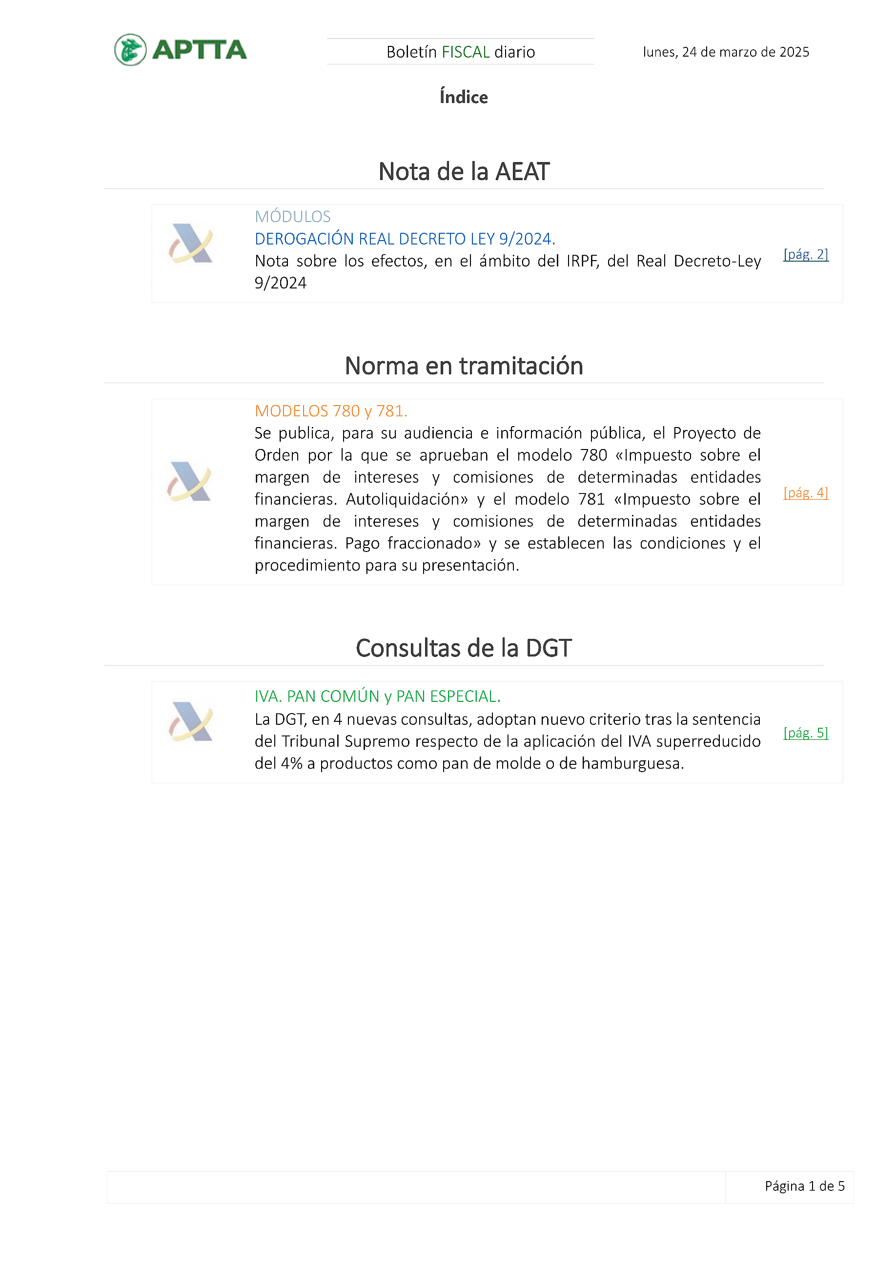 Boletín fiscal 24/03/2025