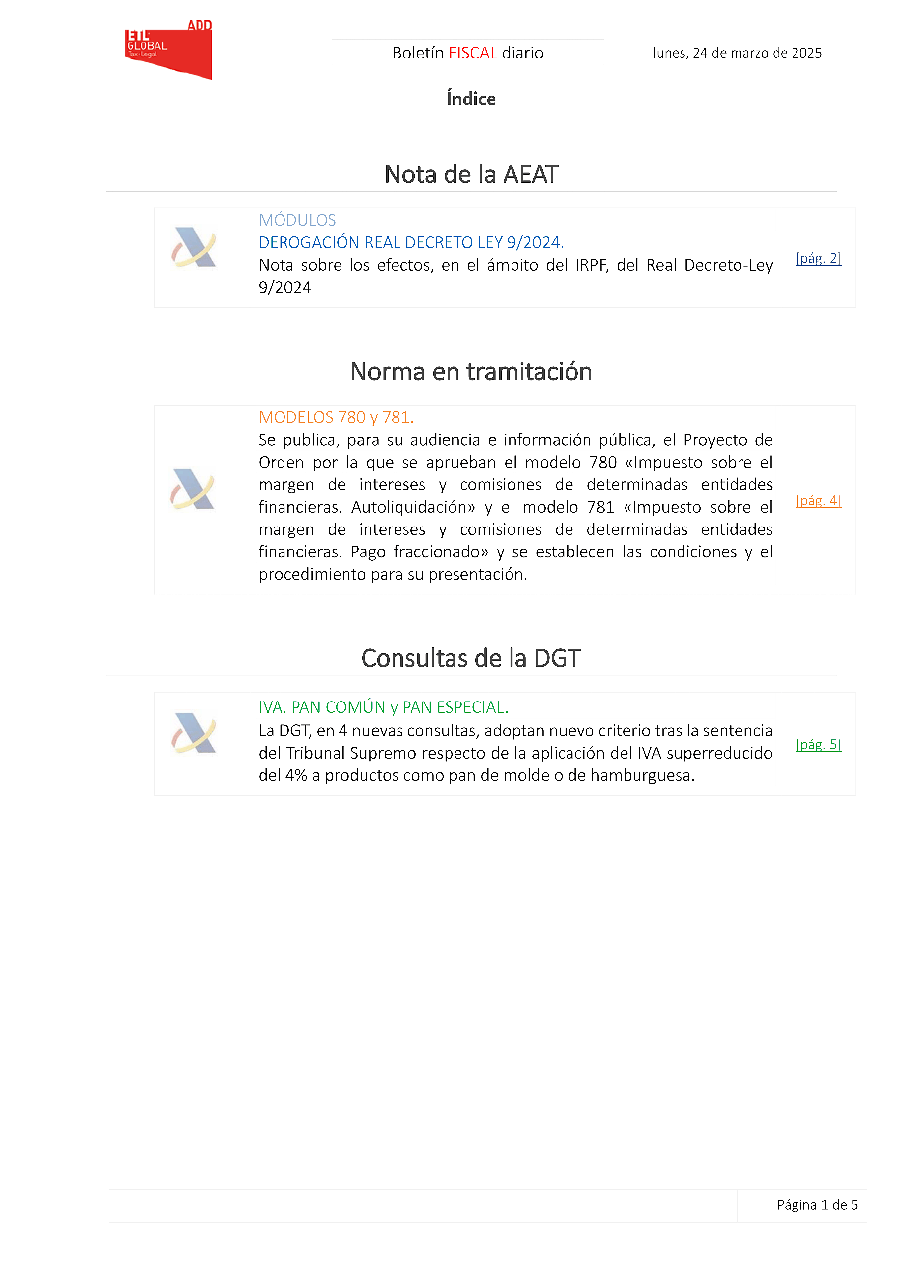 Boletín fiscal 24/03/2025