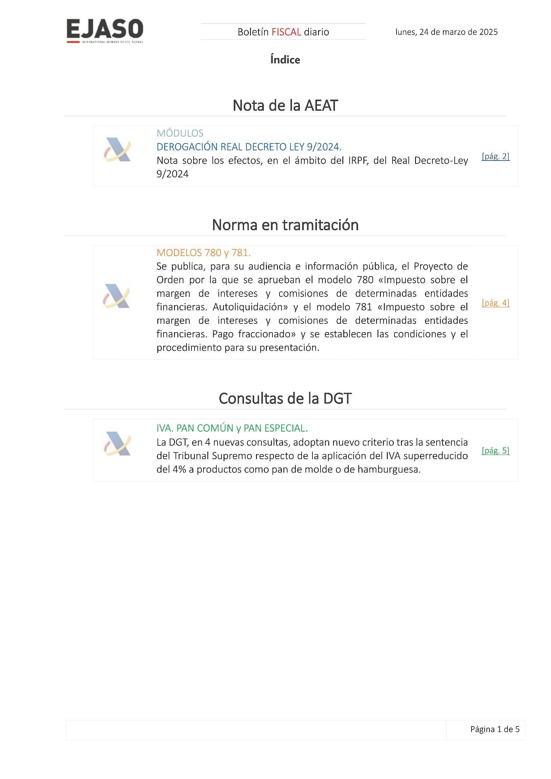 Boletín fiscal 24/03/2025