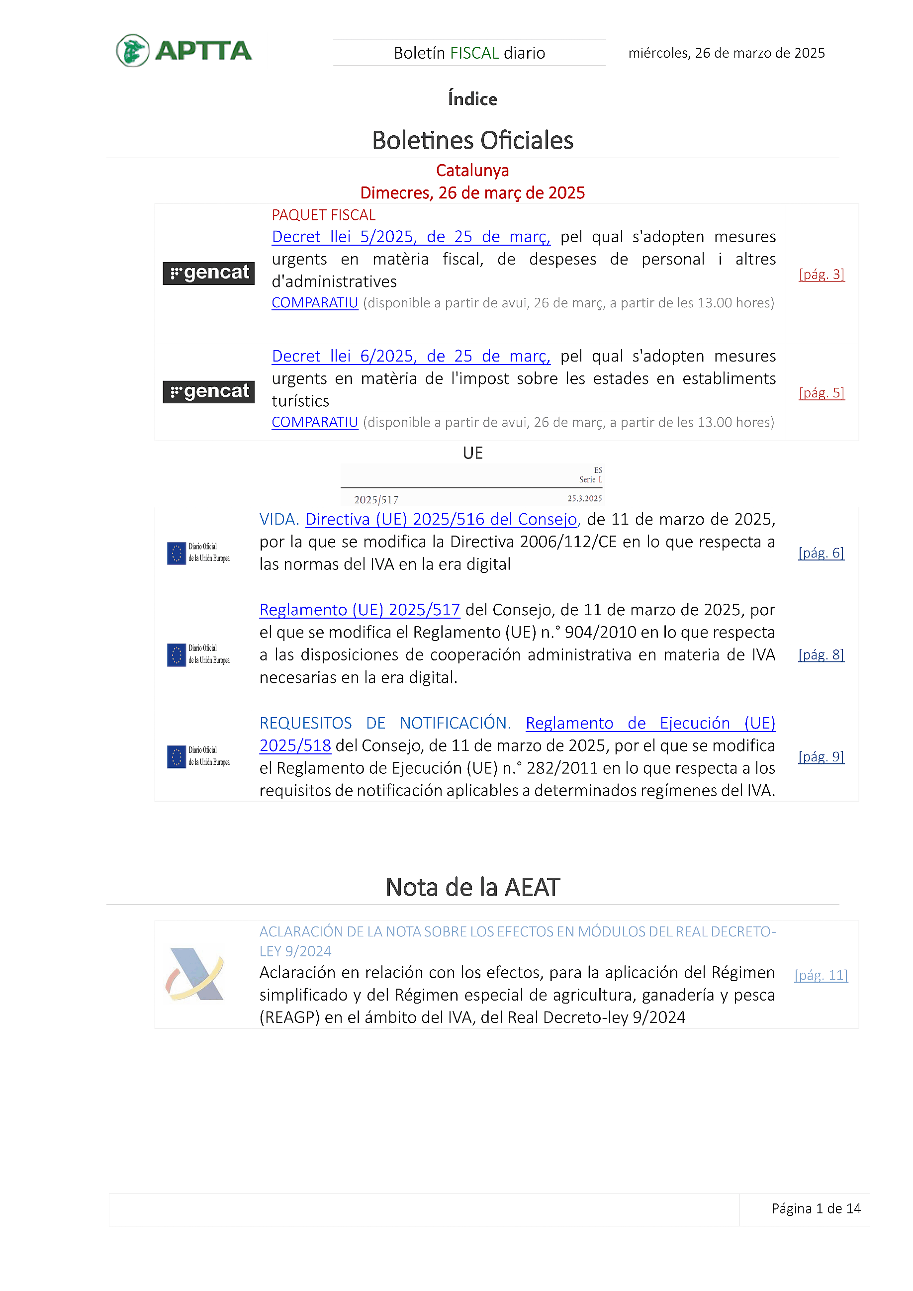 Boletín fiscal 26/03/2025