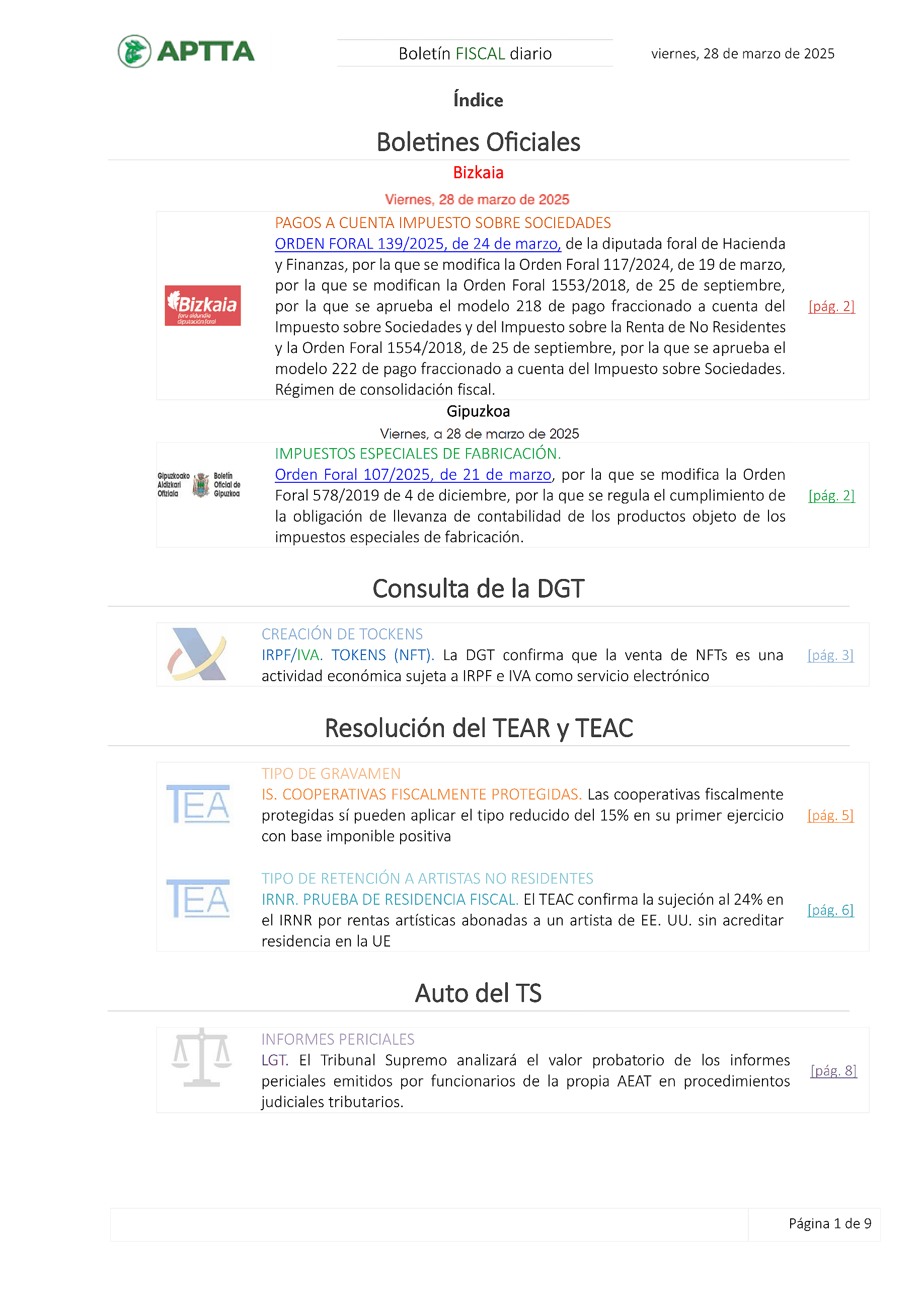 Boletín fiscal 28/03/2025