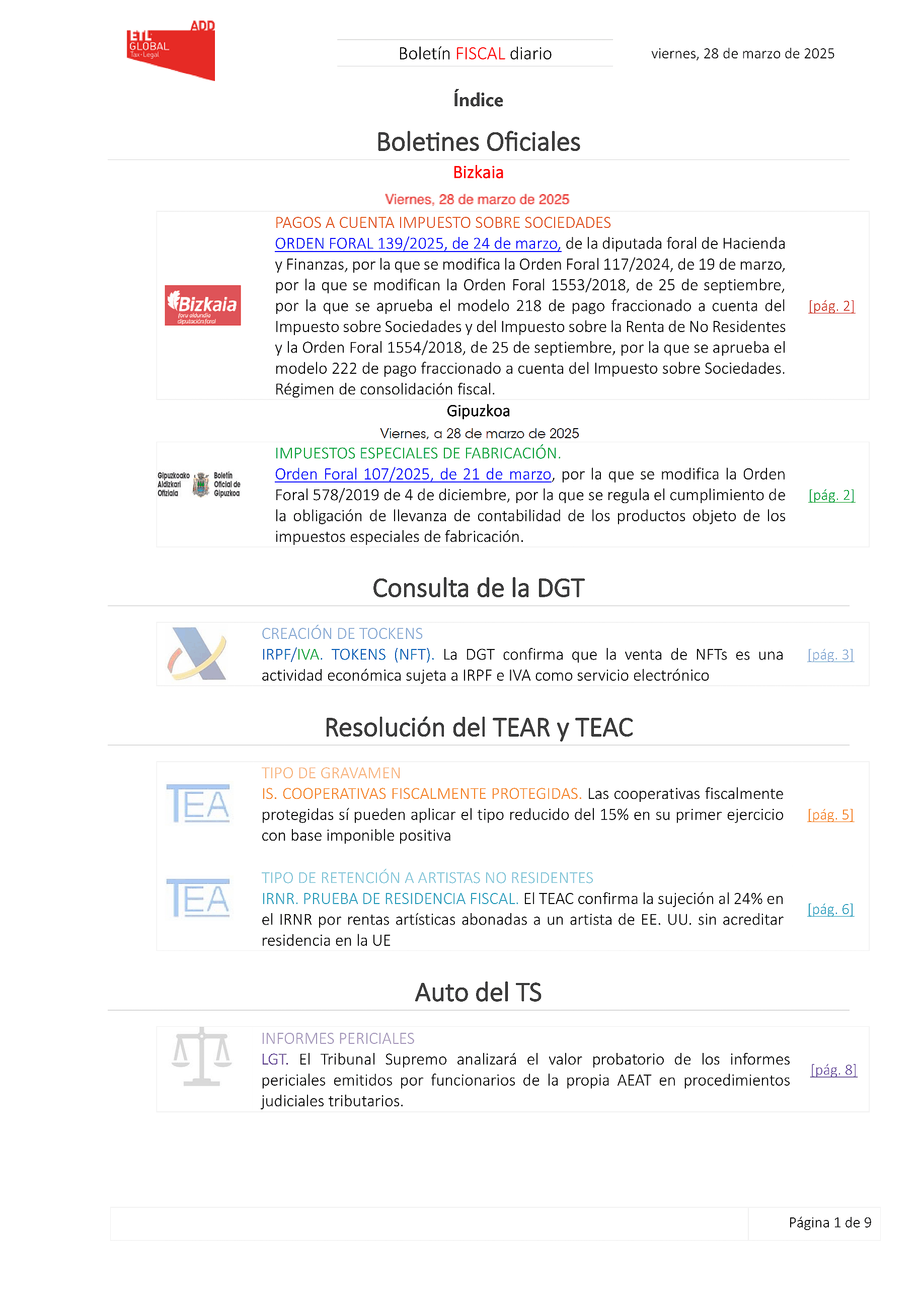Boletín fiscal 28/03/2025