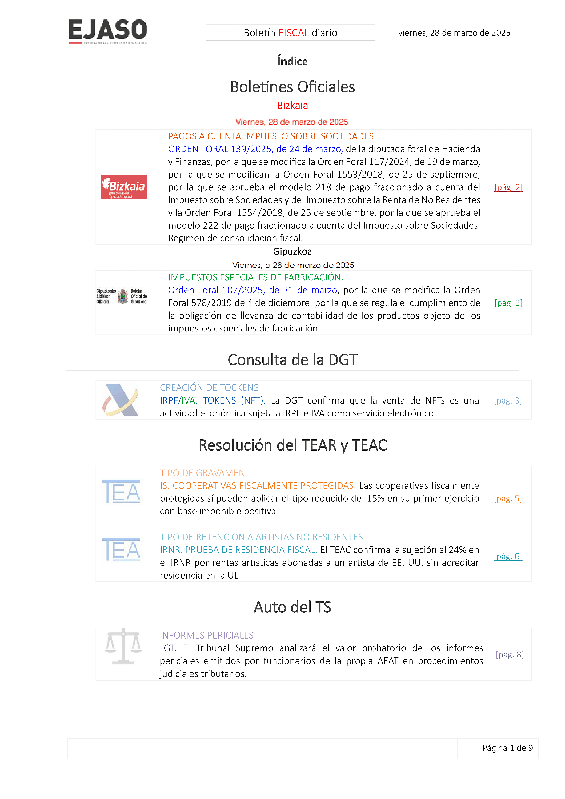 Boletín fiscal 28/03/2025