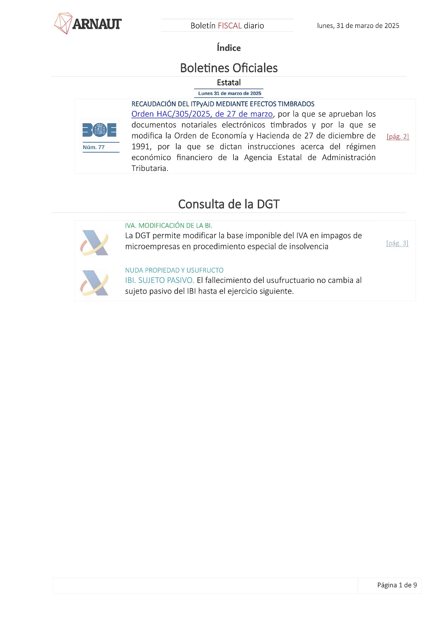 Boletín fiscal 31/03/2025