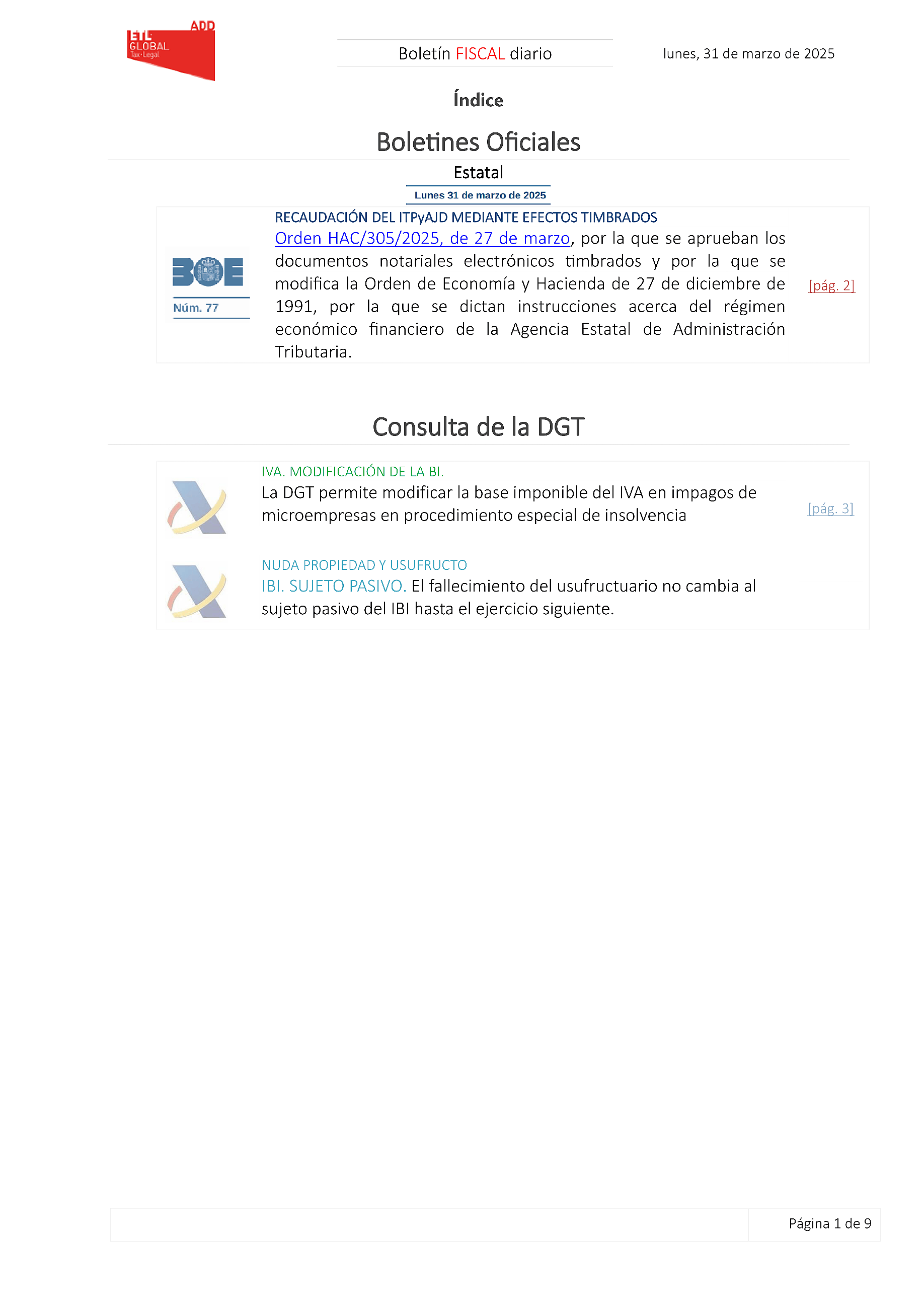 Boletín fiscal 31/03/2025