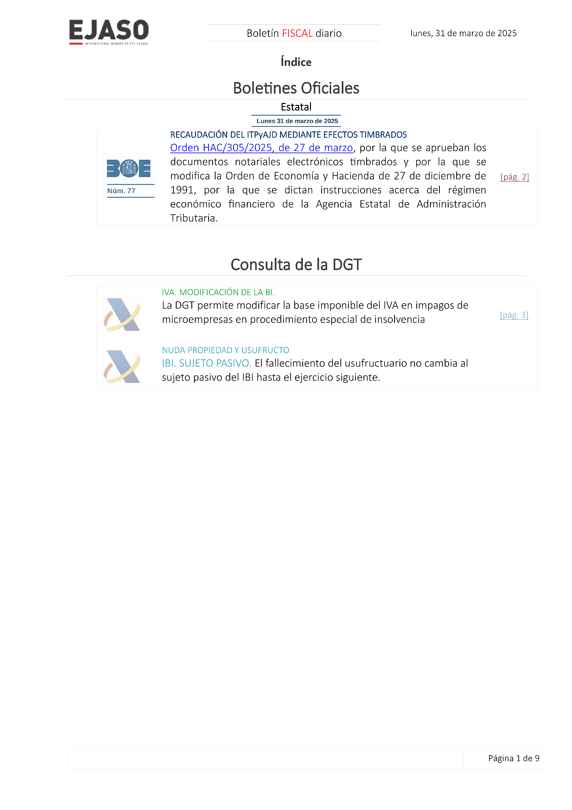 Boletín fiscal 31/03/2025