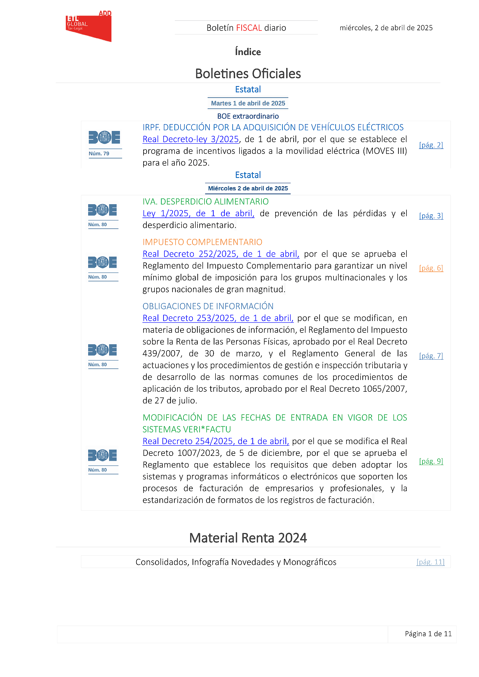 Boletín fiscal 02/04/2025