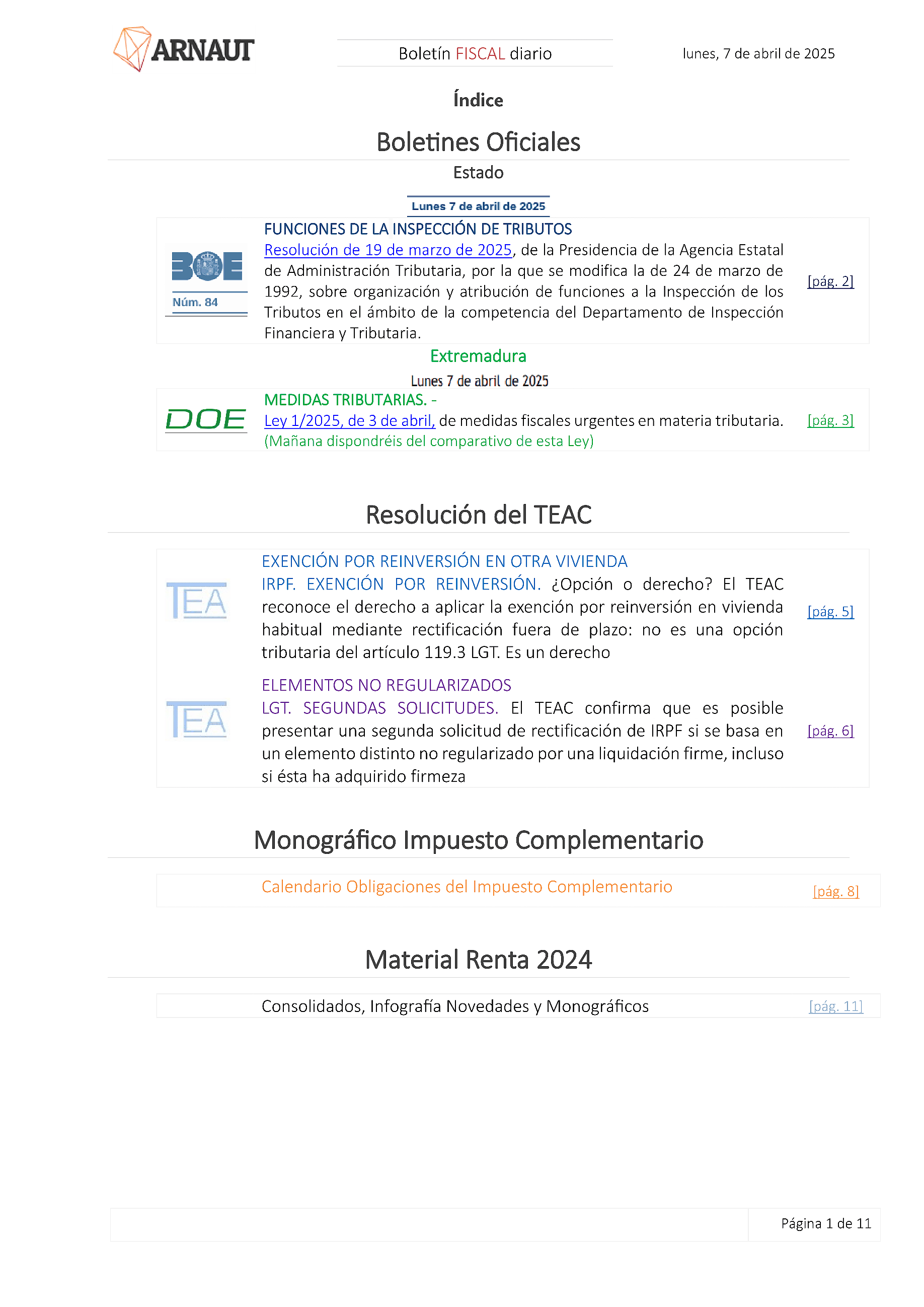 Boletín fiscal 07/04/2025