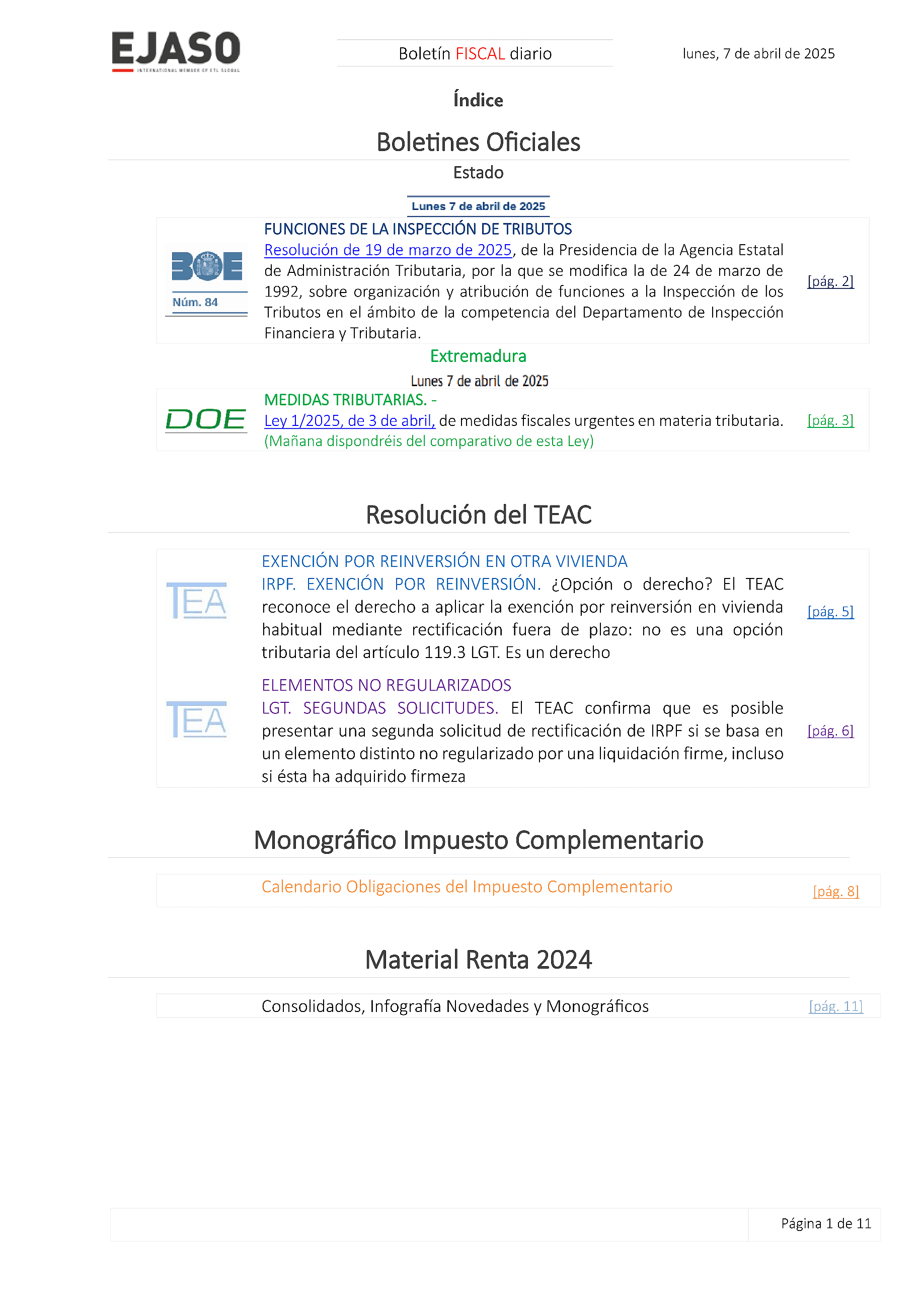 Boletín fiscal 07/04/2025
