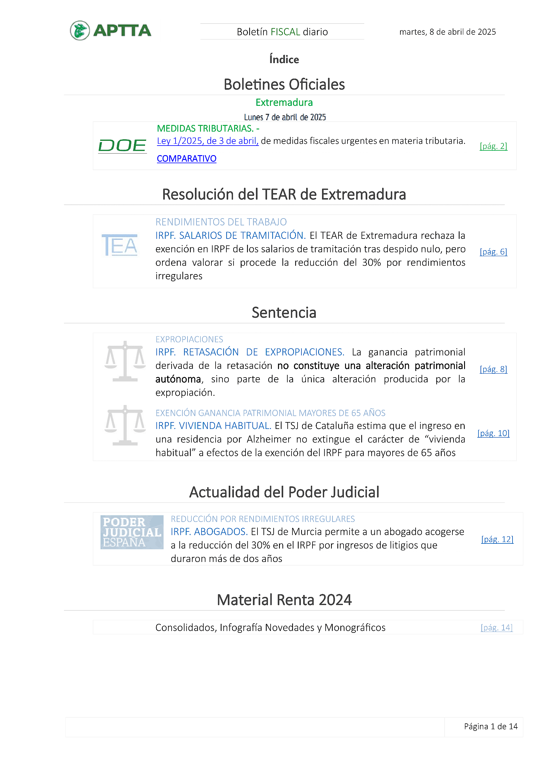 Boletín fiscal 08/04/2025