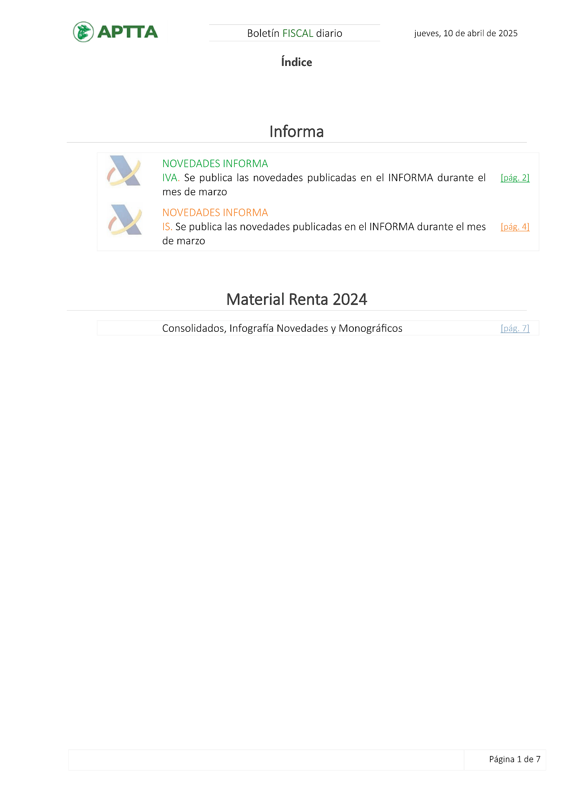 Boletín fiscal 10/04/2025