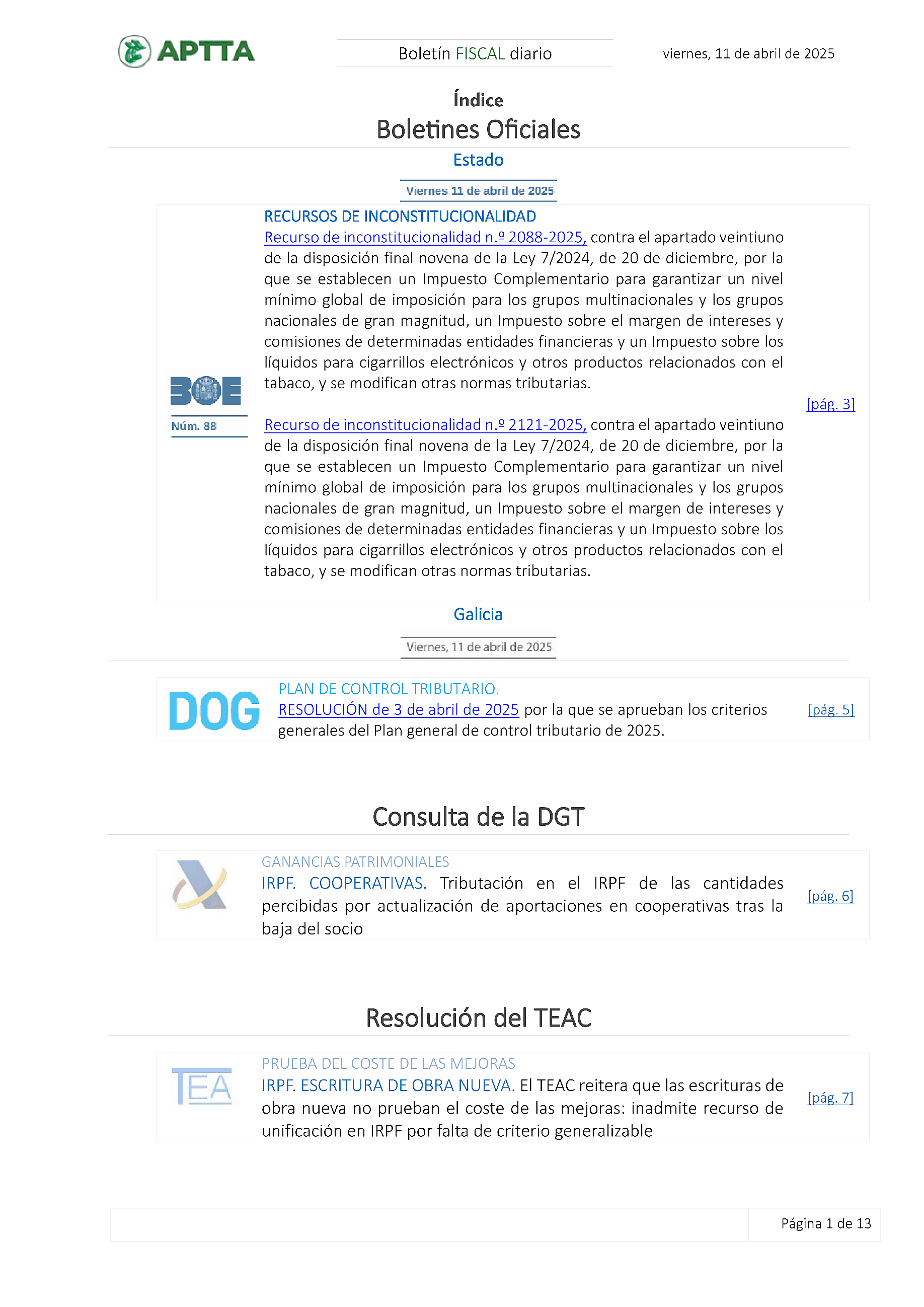 Boletín fiscal 11/04/2025