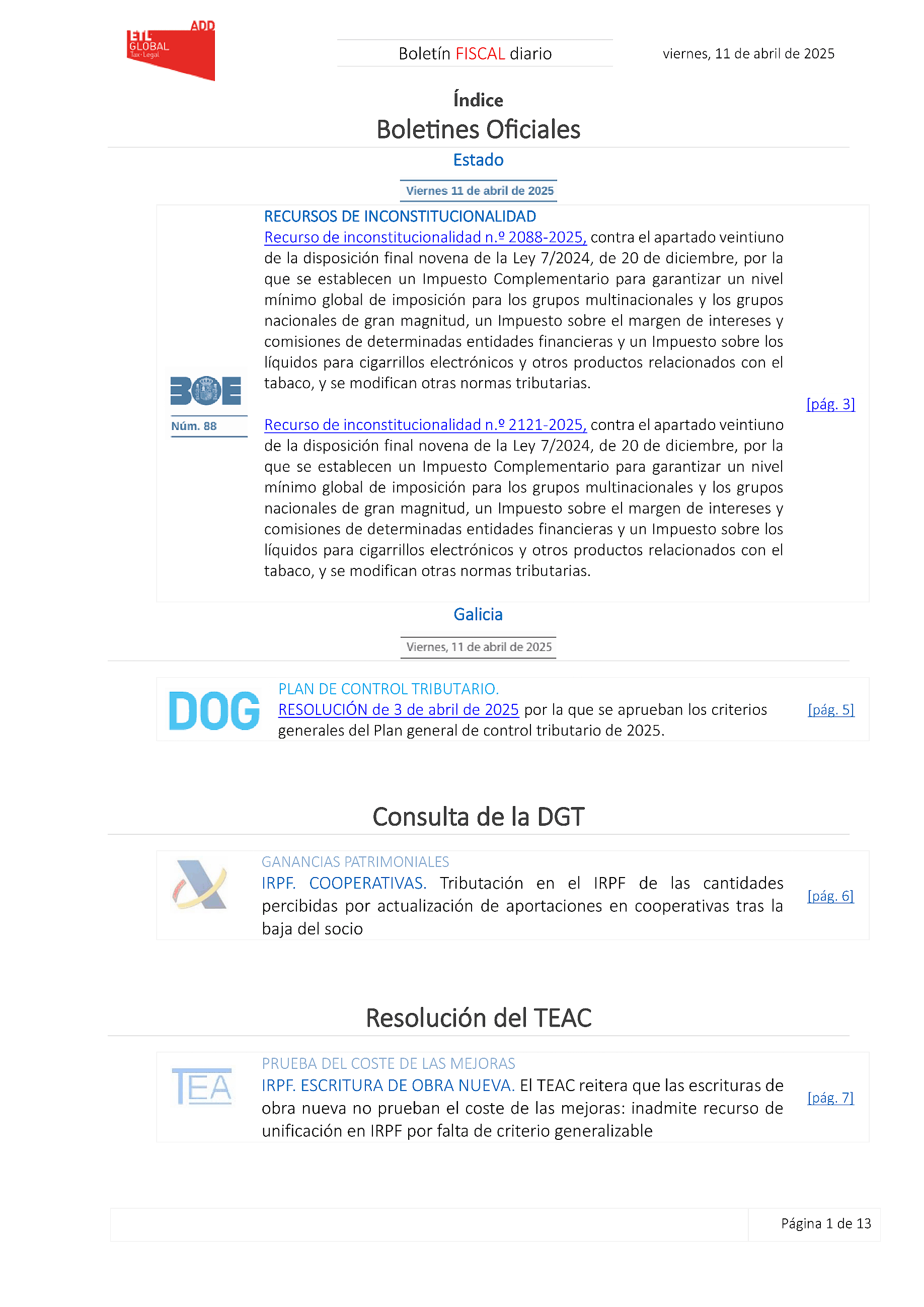 Boletín fiscal 11/04/2025