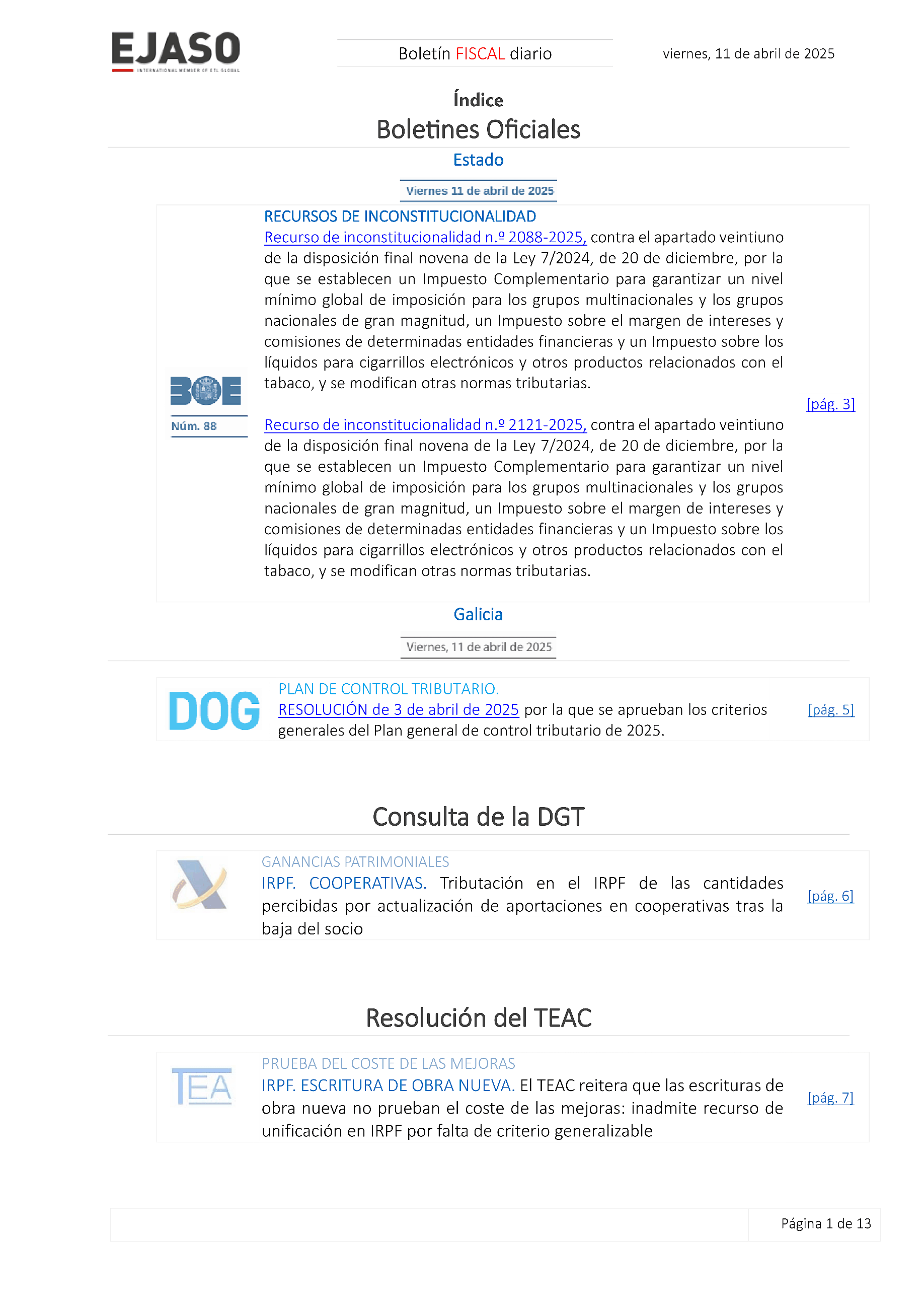 Boletín fiscal 11/04/2025
