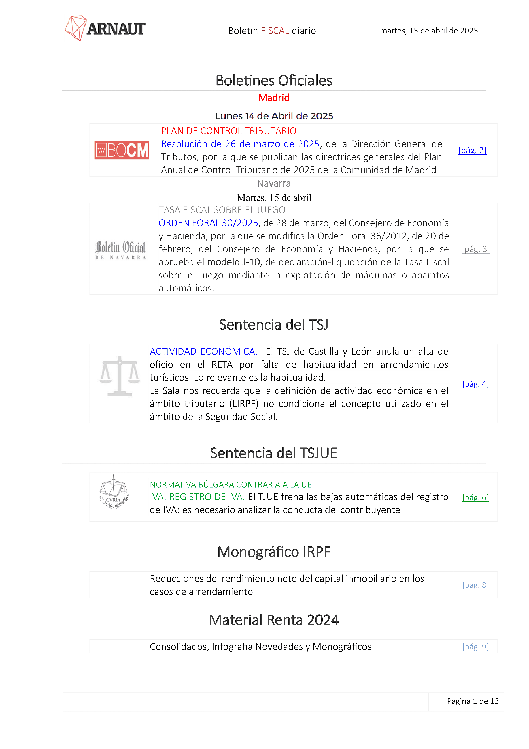Boletín fiscal 15/04/2025