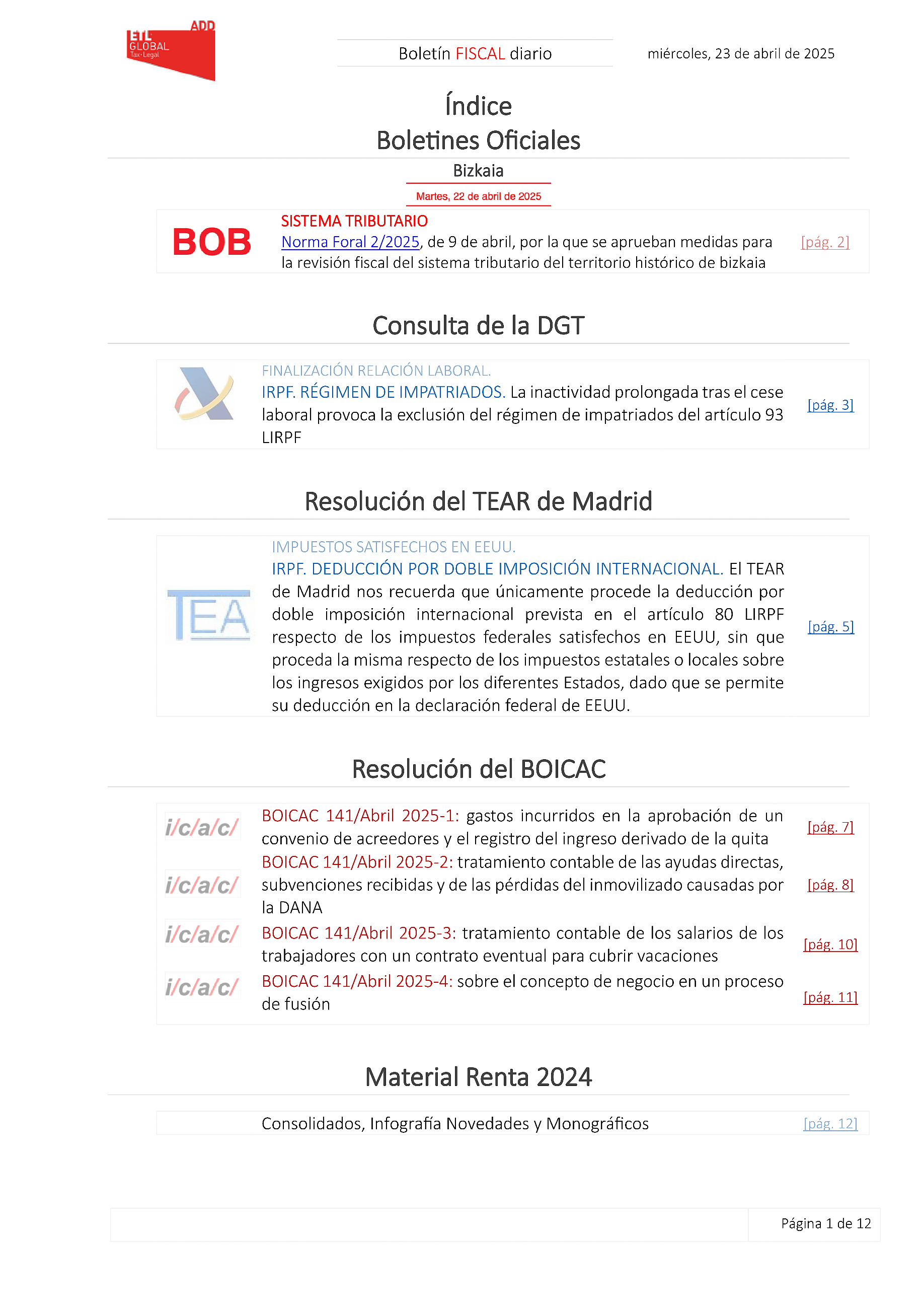 Boletín fiscal 23/04/2025