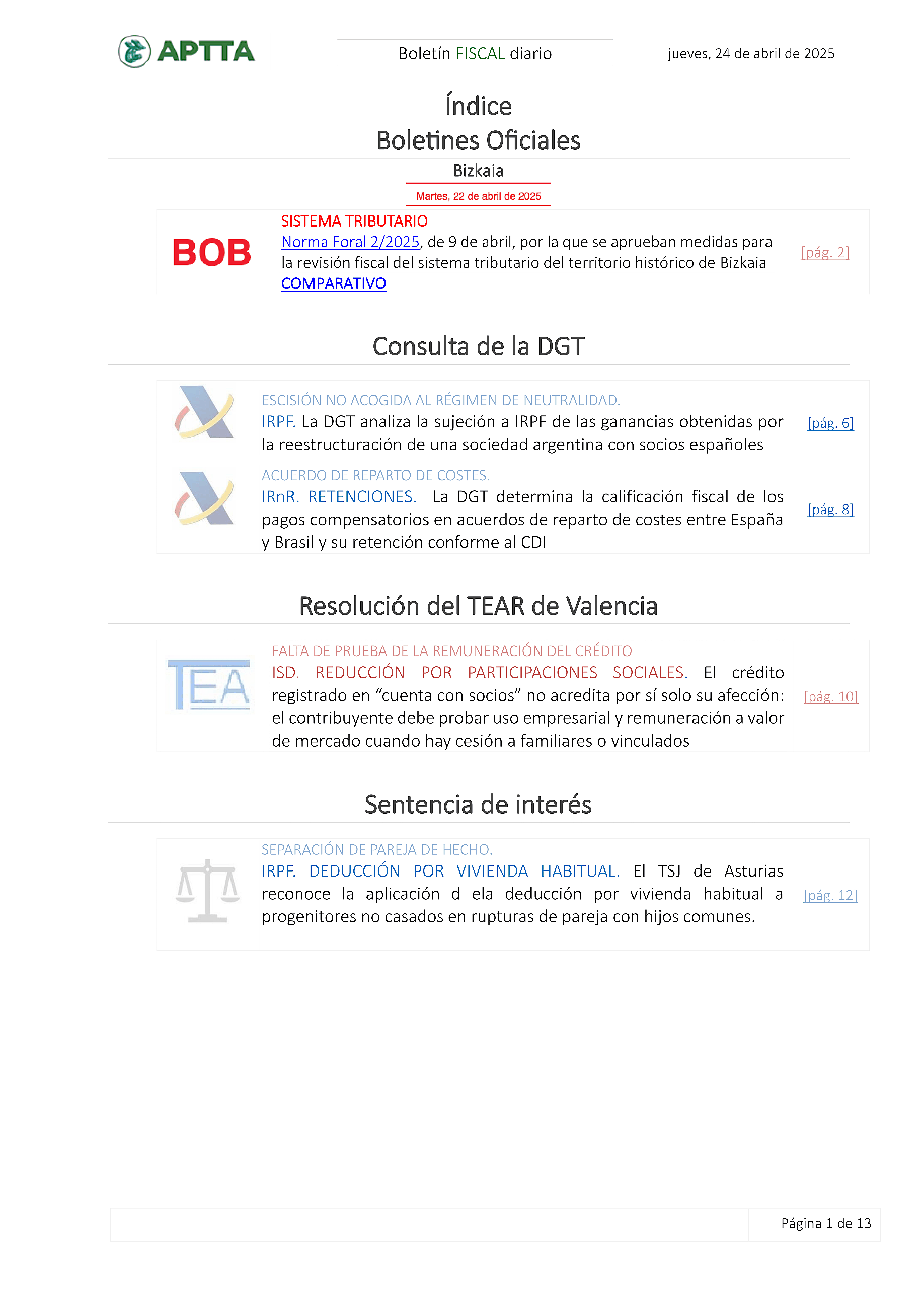 Boletín fiscal 24/04/2025