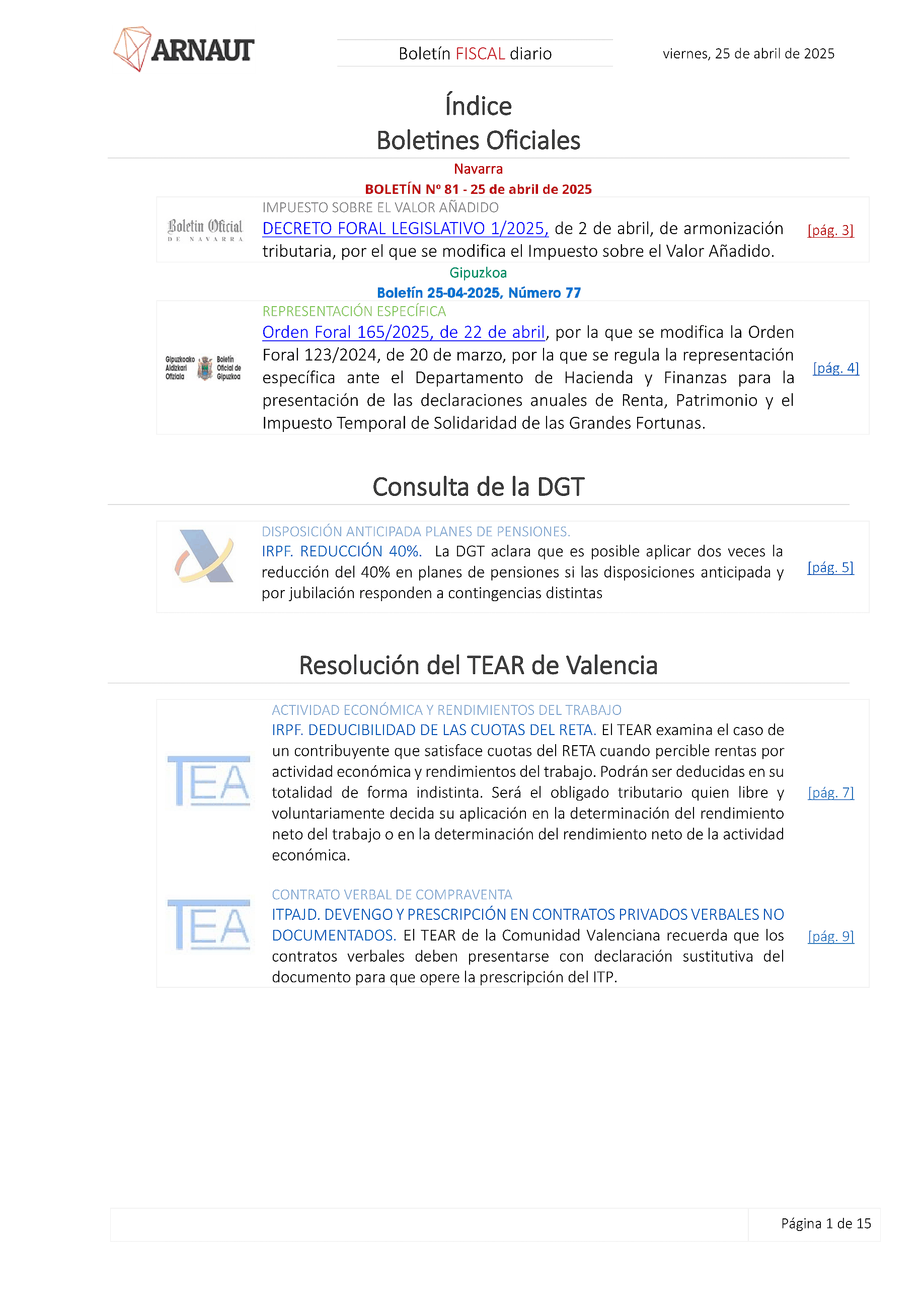 Boletín fiscal 25/04/2025