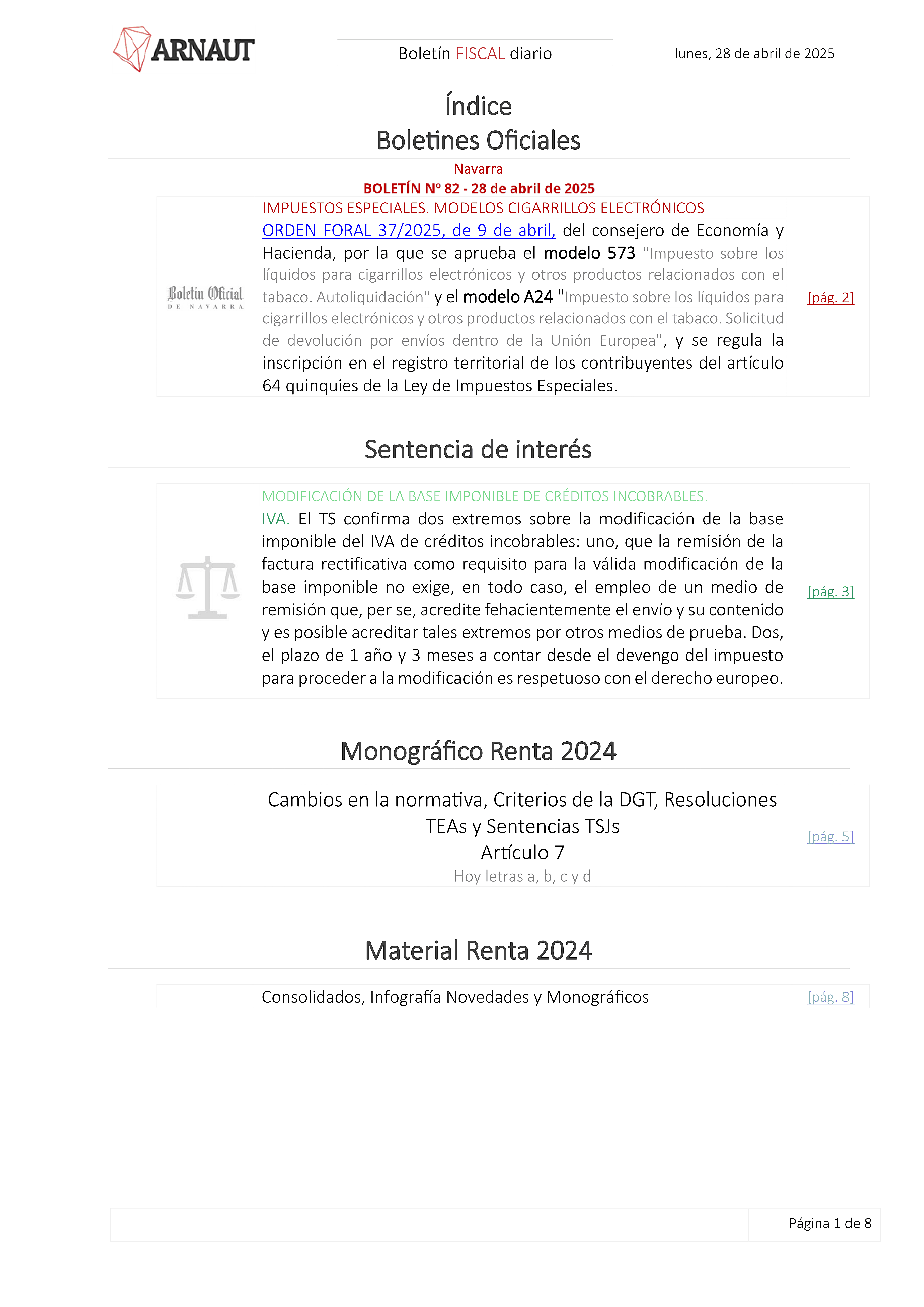 Boletín fiscal 28/04/2025