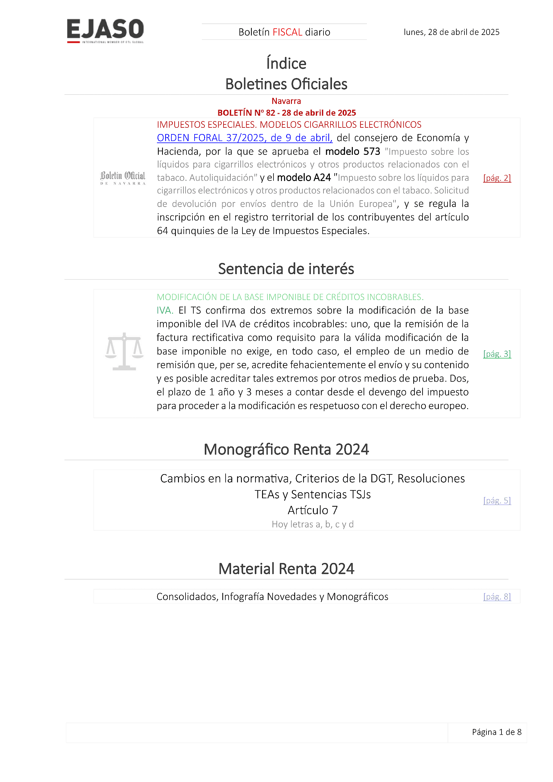 Boletín fiscal 28/04/2025