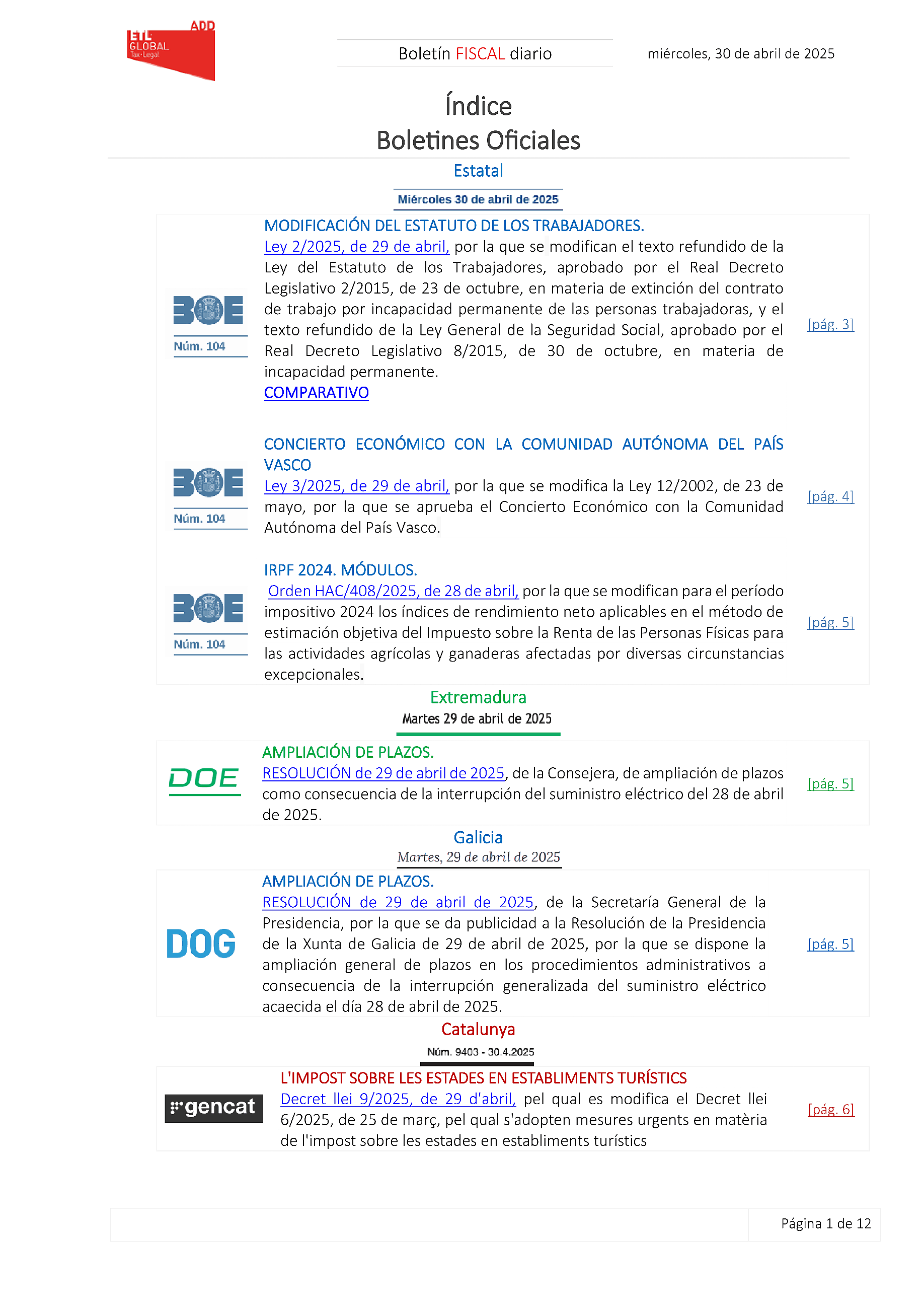 Boletín fiscal 30/04/2025